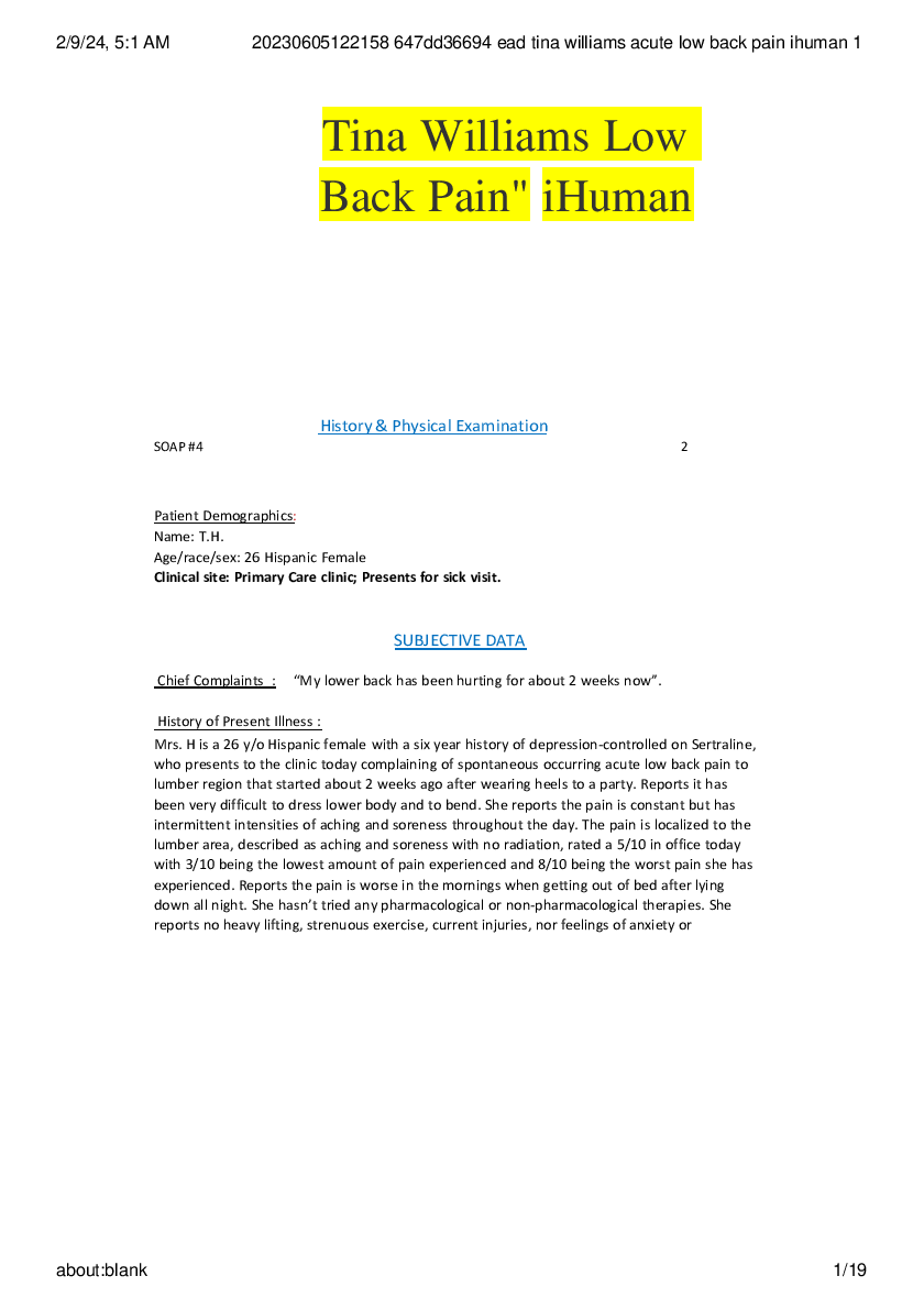 Preview image for Tina Williams Low Back Pain" iHuman