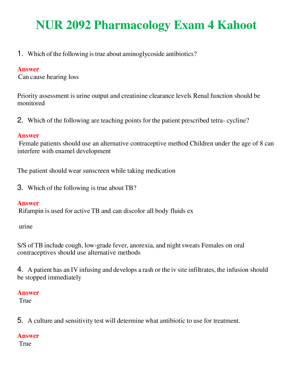 Preview image for NUR 2092   PHARMACOLOGY EXAM 4 KAHOOT | GRADED A+ QUESTIONS & ANSWERS