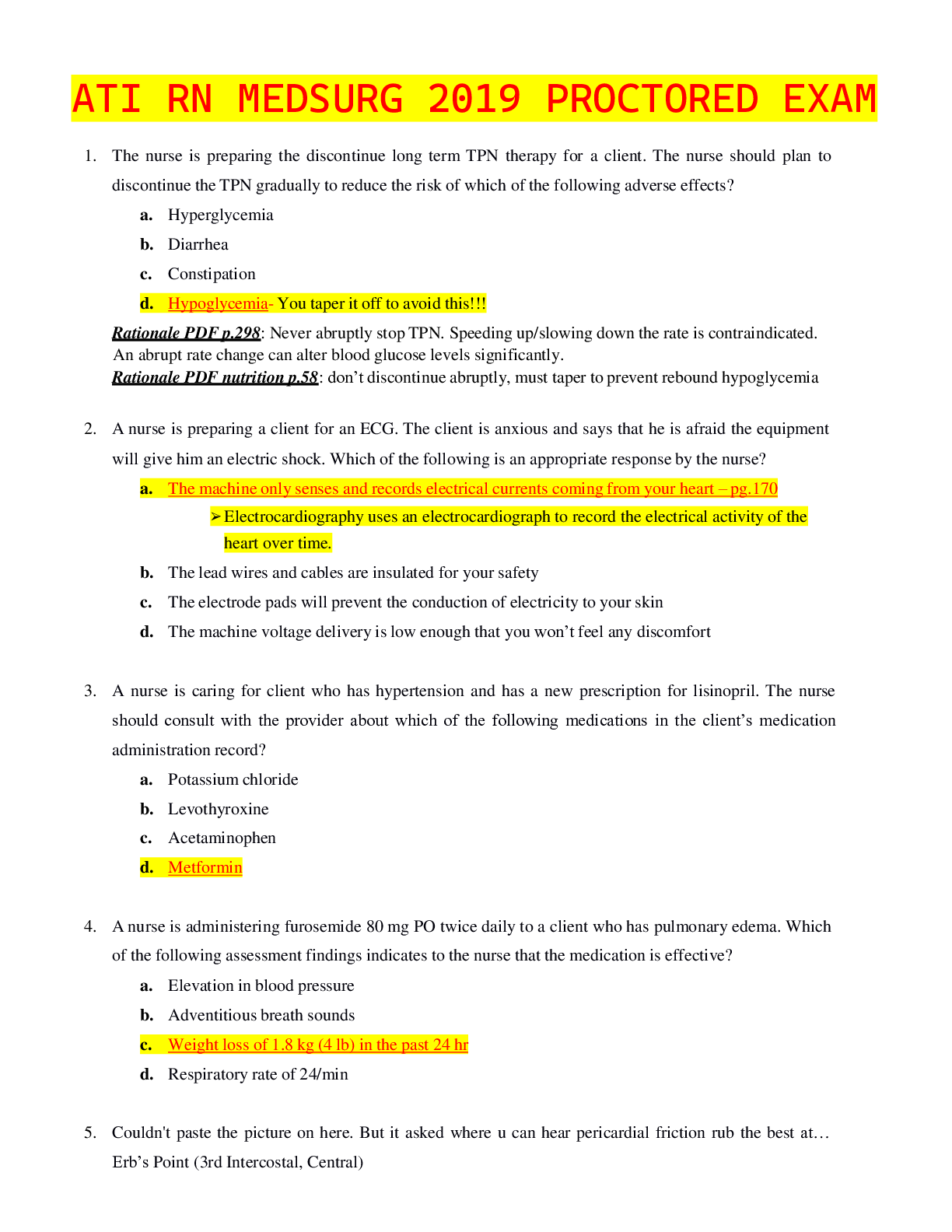Preview image for ATI RN MED SURG 2019 PROCTORED EXAM