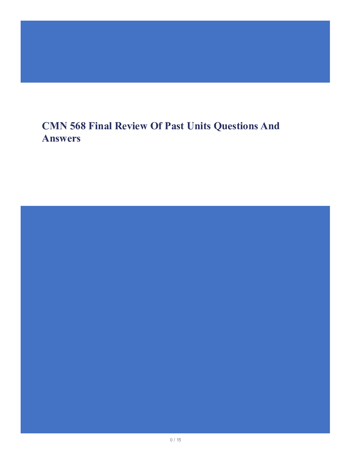 CMN 568 Final Review Of Past Units Questions And Answers