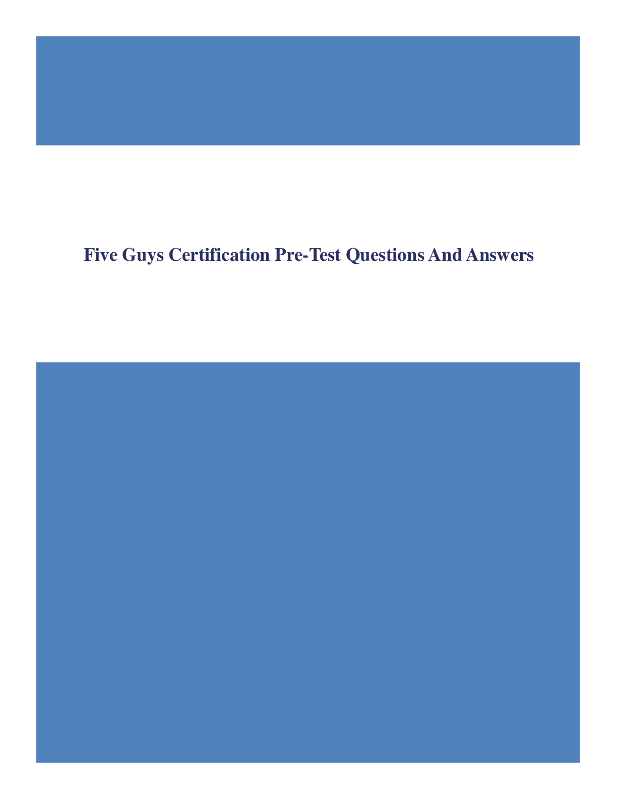 Five Guys Certification Pre-Test Questions And Answers