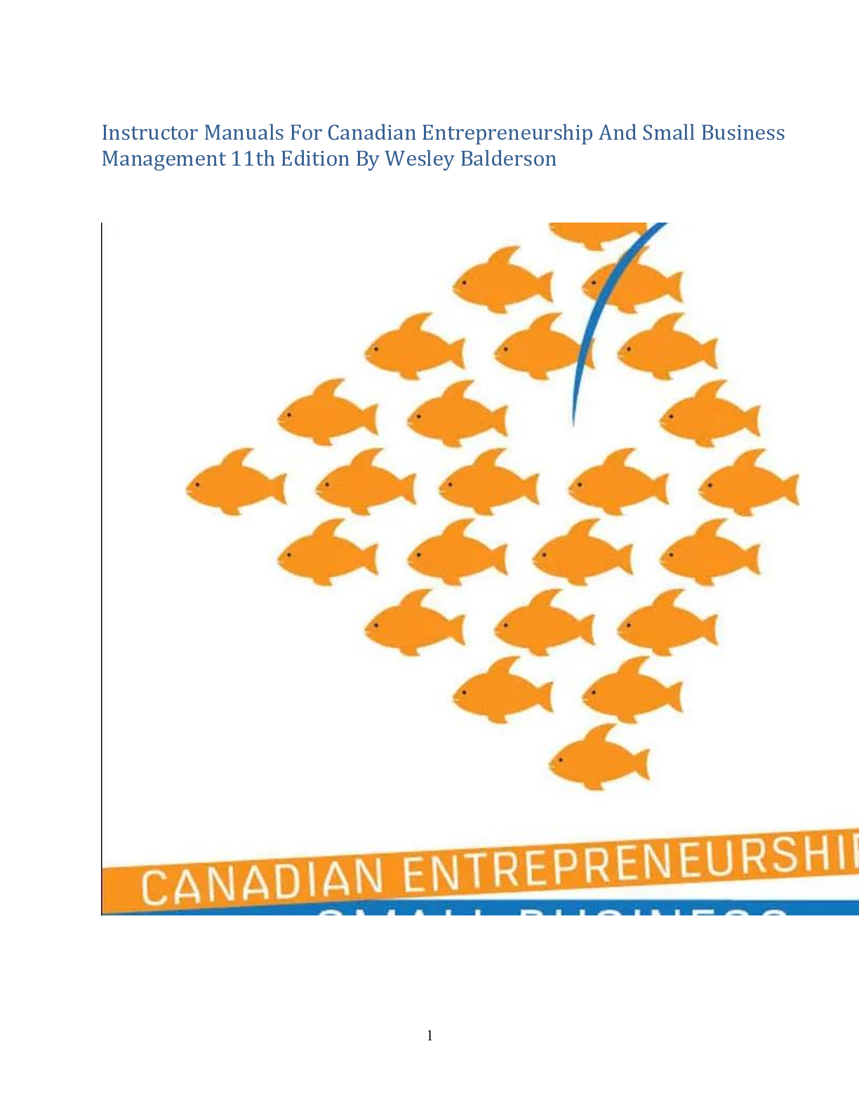 Preview image for Instructor Manuals For Canadian Entrepreneurship And Small Business  Management 11th Edition By Wesley Balderson