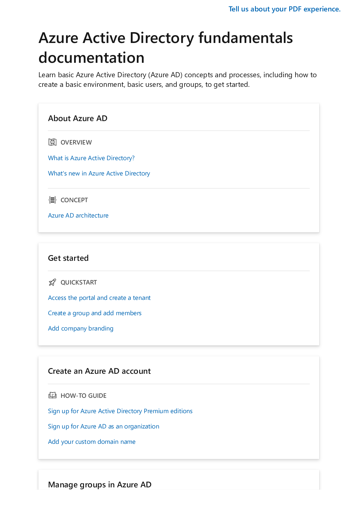 Azure Active Directory fundamentals documentation