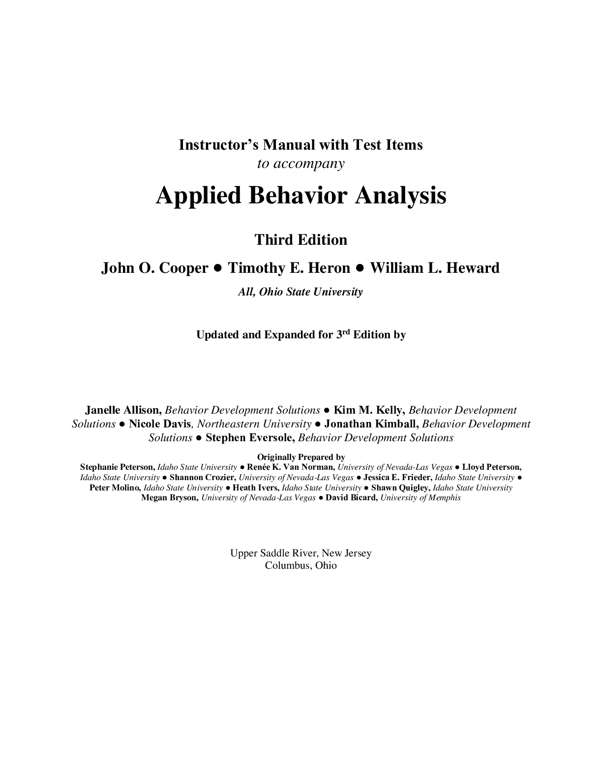 Preview image for Test Bank&Instructor’s Manual For Applied Behavior Analysis, 3rd edition By John O. Cooper