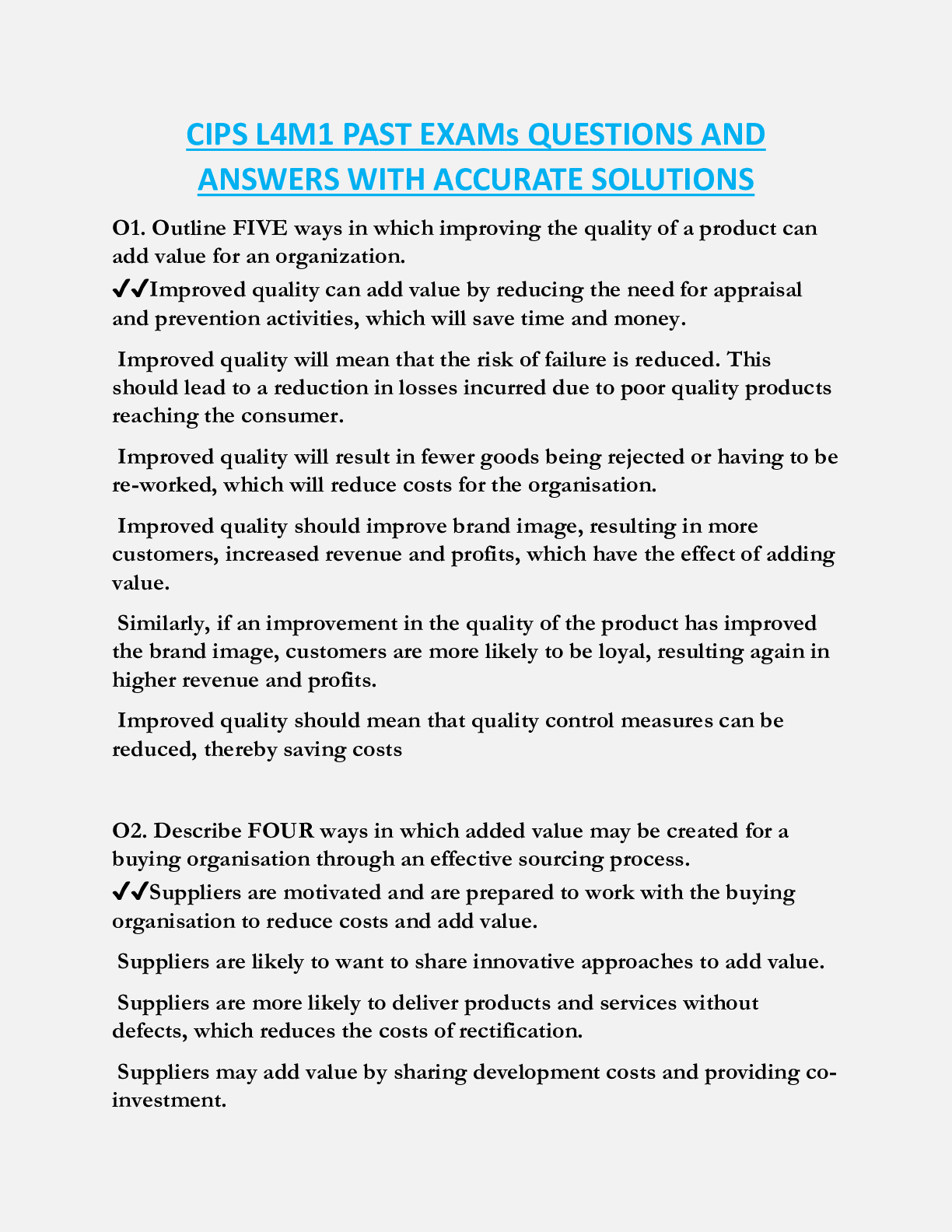 CIPS L4M1 PAST EXAMs QUESTIONS AND  ANSWERS WITH ACCURATE SOLUTIONS