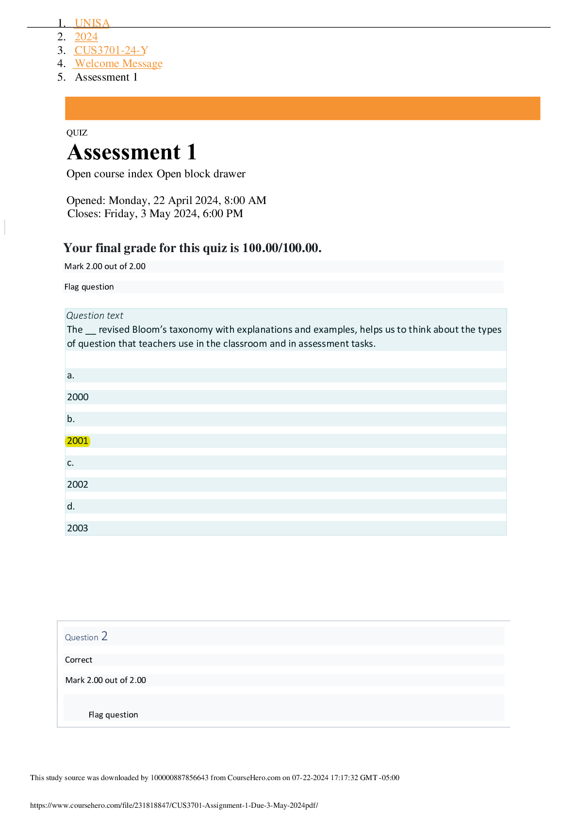 Preview of CUS3701 Assignment 1 Due 3 May 2024.pdf