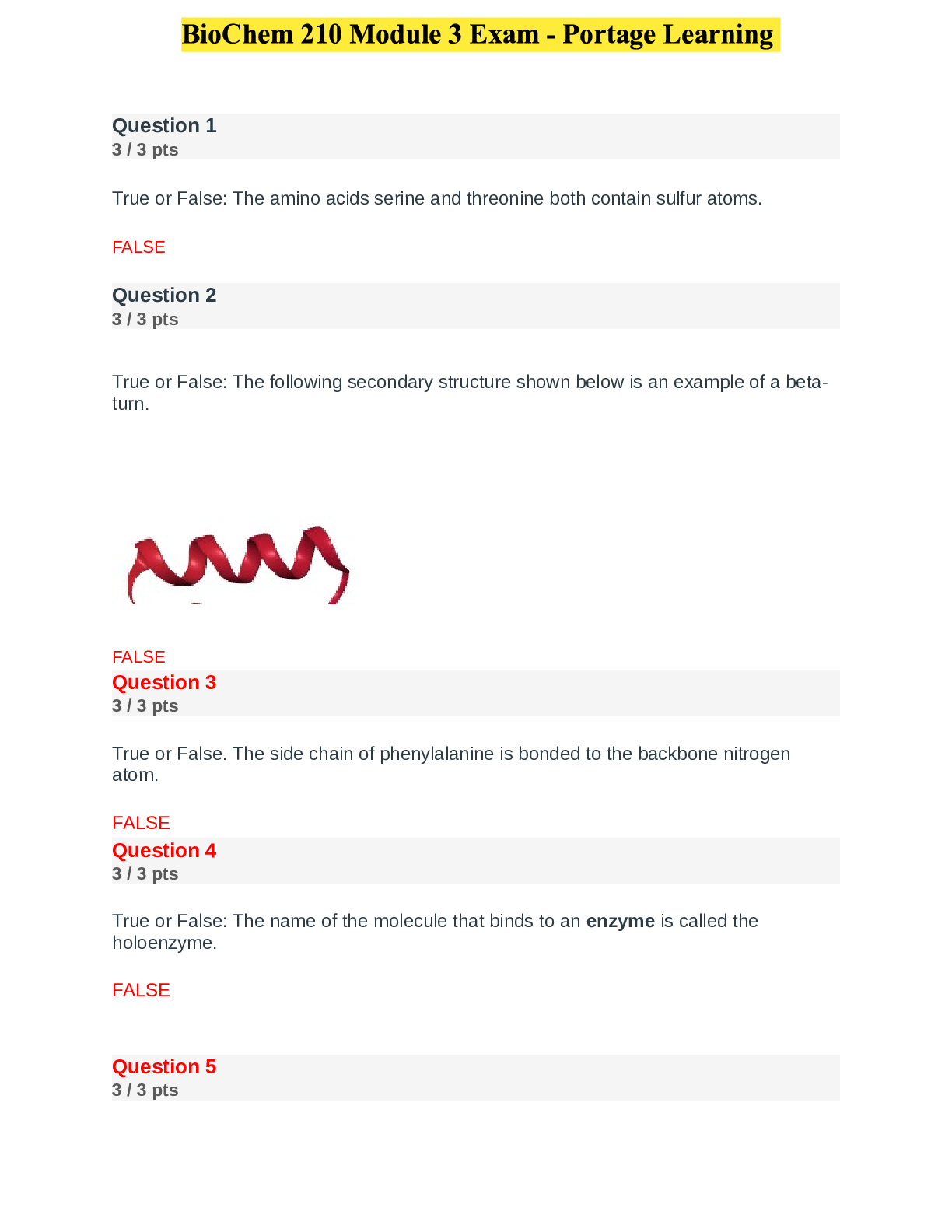 Preview image of BioChem 210 Module 3 Exam - Portage Learning document