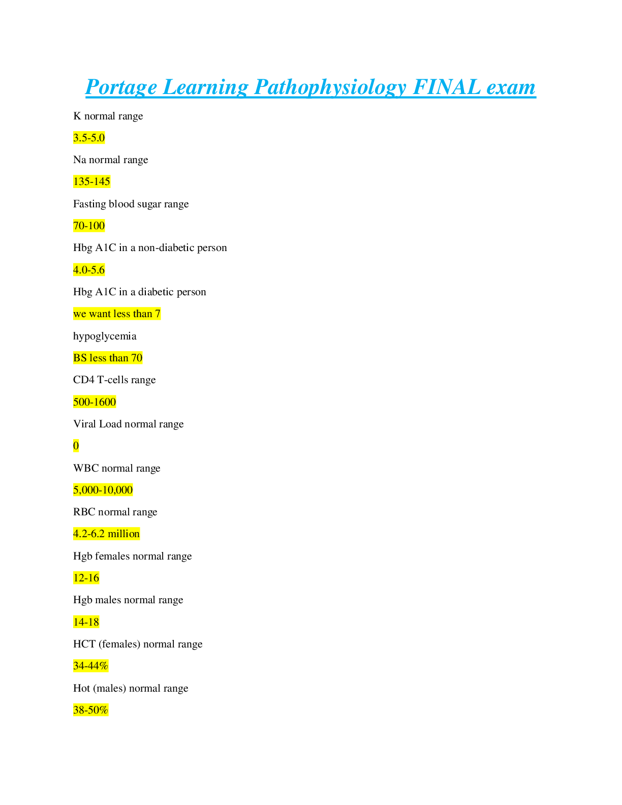 Preview image for Portage Learning Pathophysiology FINAL exam