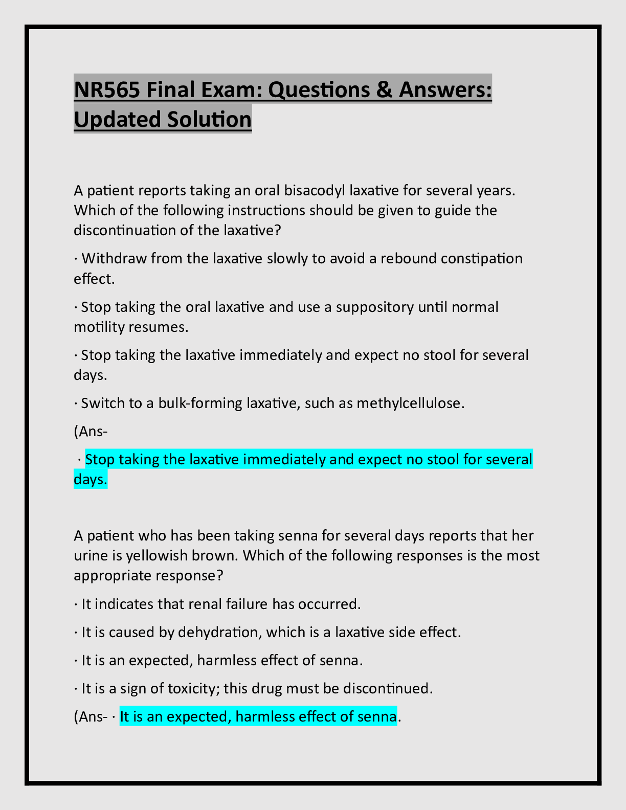 Preview image for NR 565 Final Exam: 100% Verified Questions & Answers: Updated APlus Guide Solution