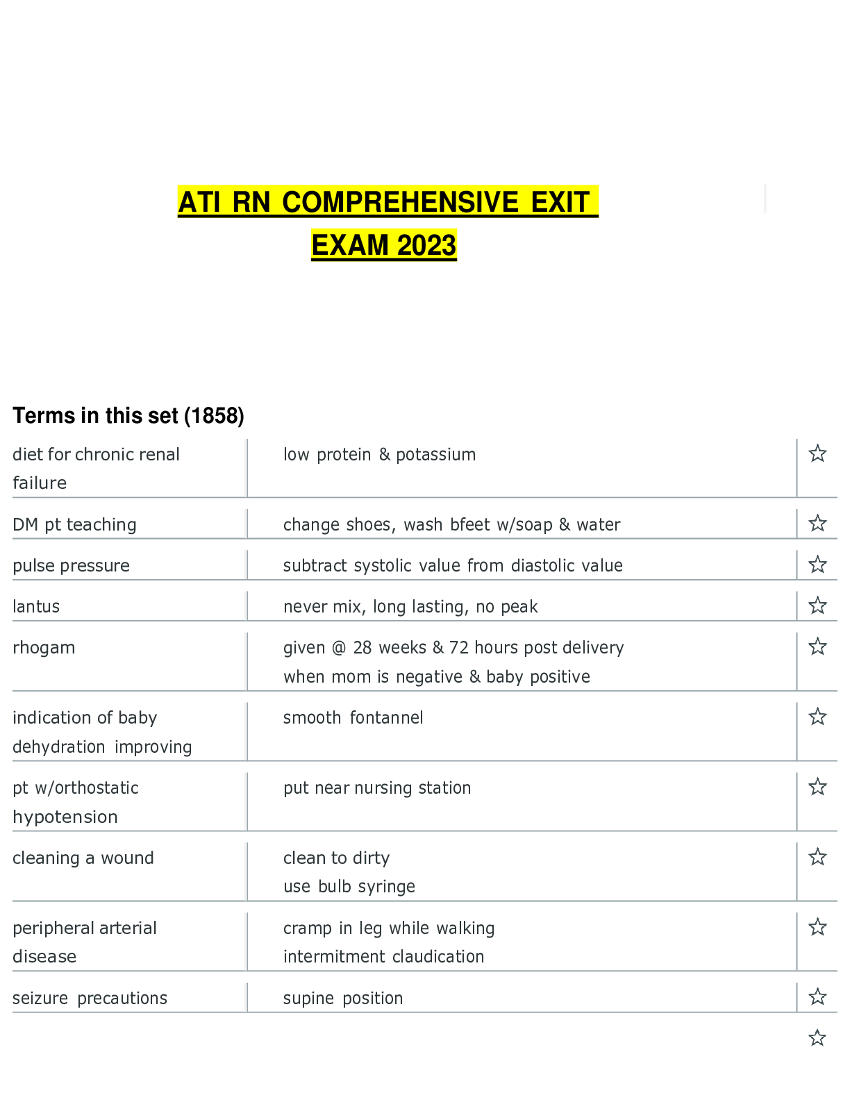 Preview of ATI RN COMPREHENSIVE EXIT EXAM 2023 TESTBANK