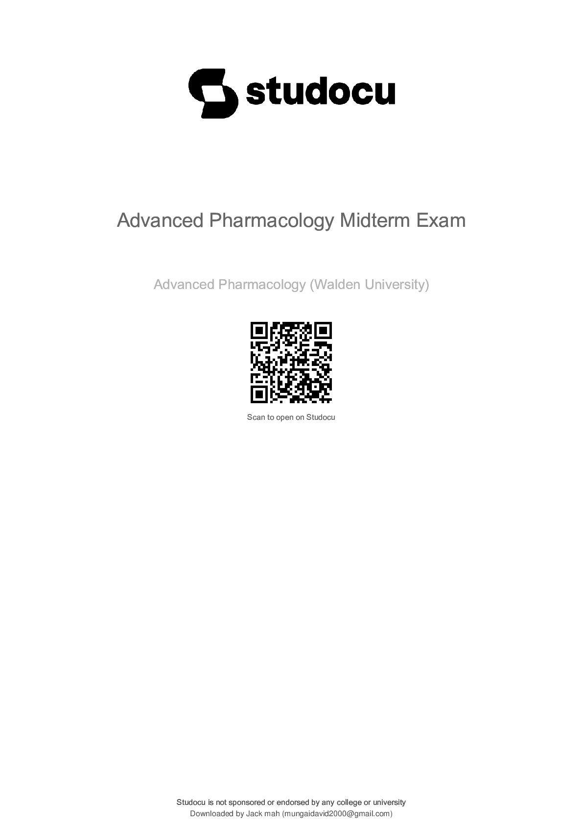 advanced pharmacology midterm exam