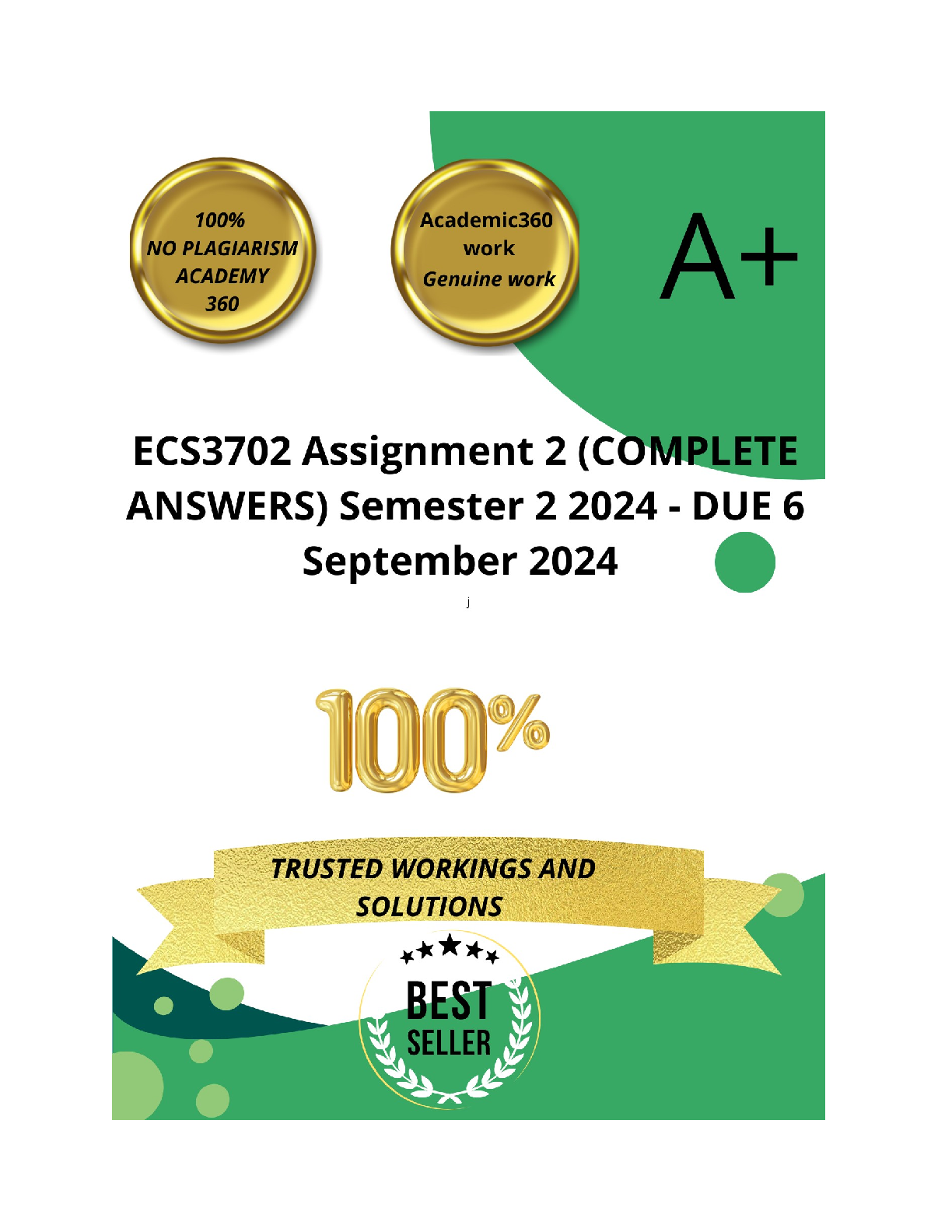 Preview of ECS3702 Assignment 2 (COMPLETE ANSWERS) Semester 2 2024 - DUE 6 September 2024