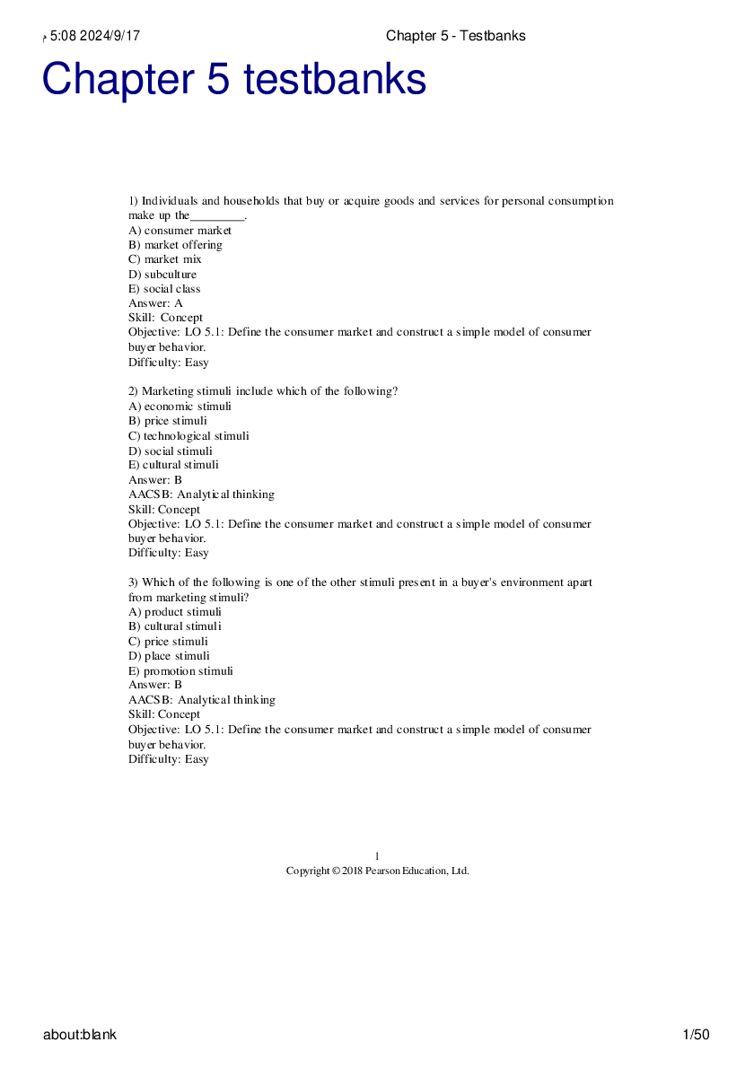 Preview of Chapter 5 testbanks