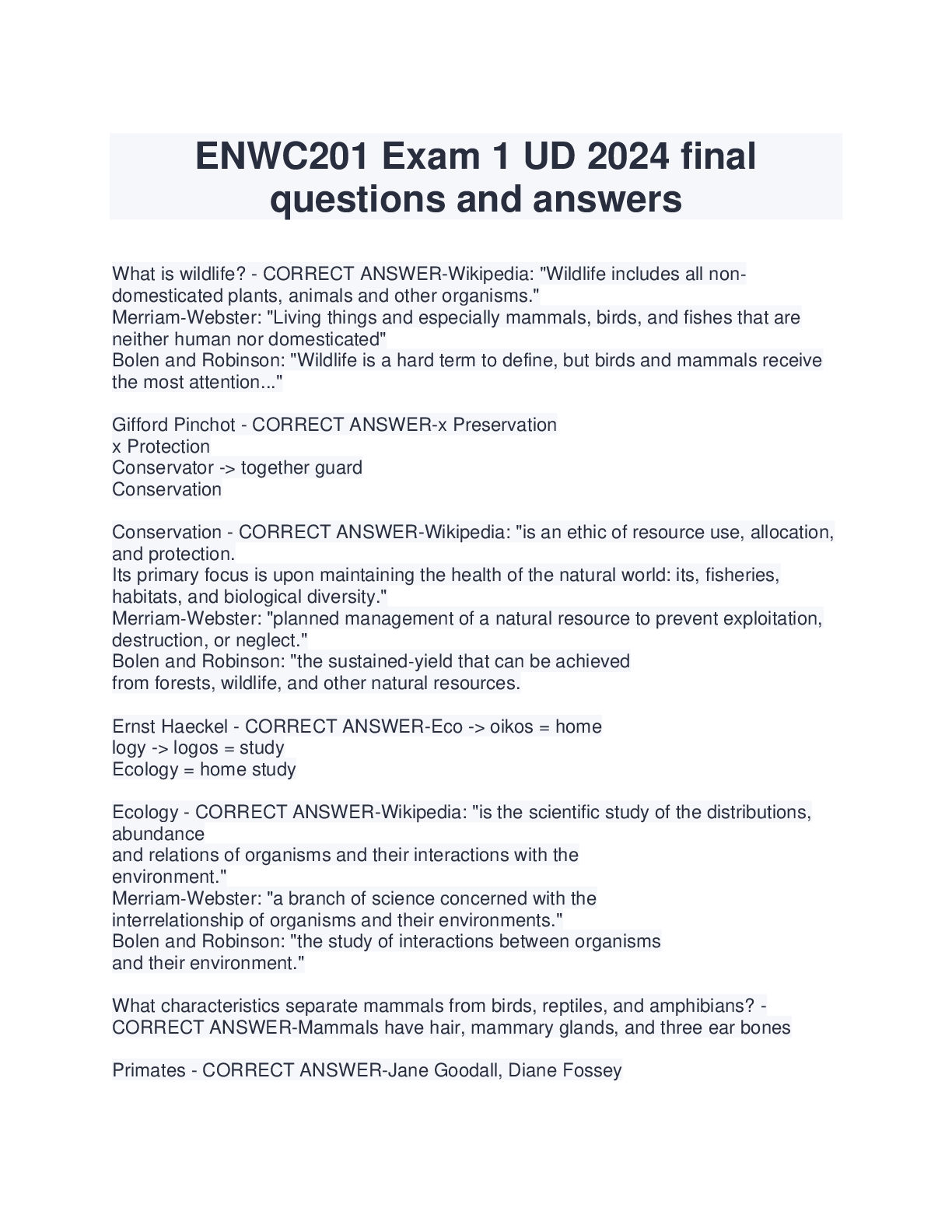 Preview of ENWC201 Exam 1 UD 2024 final questions and answers