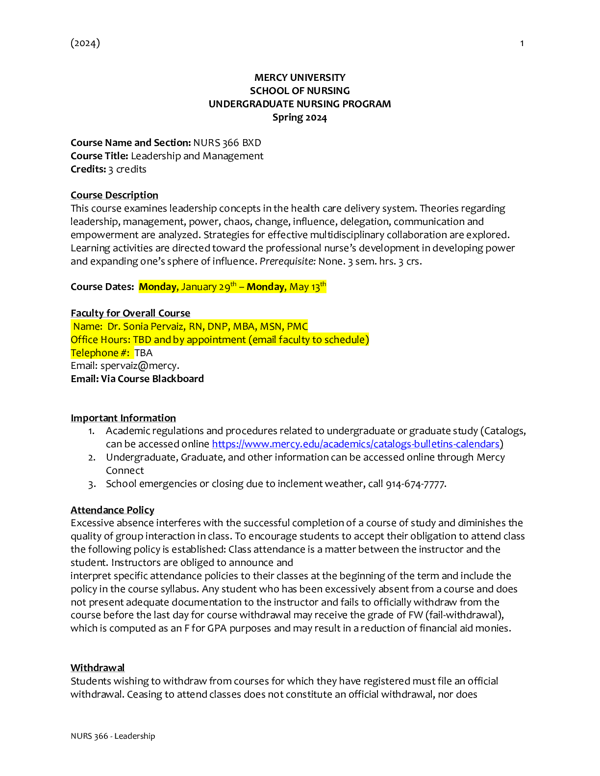 Preview of MERCY UNIVERSITY NURS 366 BXD Leadership and Management Questions And Answers 2024