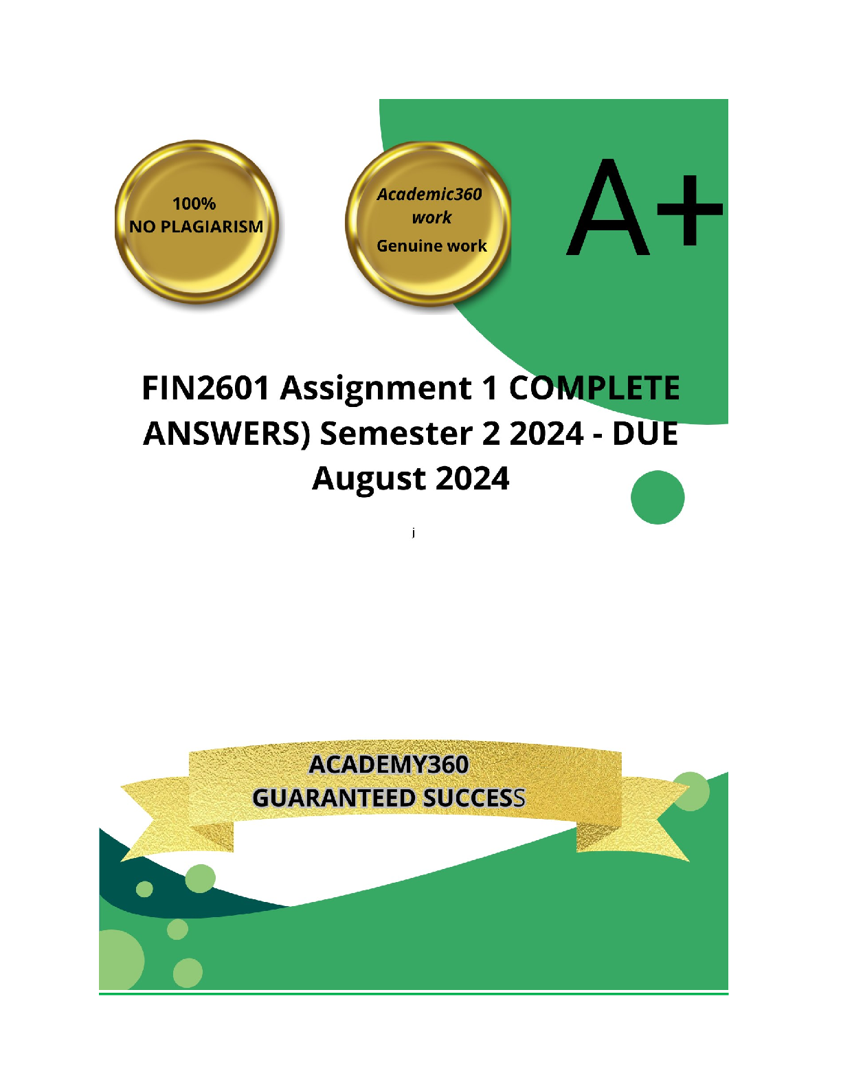Preview of FIN2601 Assignment 2 COMPLETE ANSWERS) Semester 2 2024 - DUE September 2024 ; 100% TRUSTED