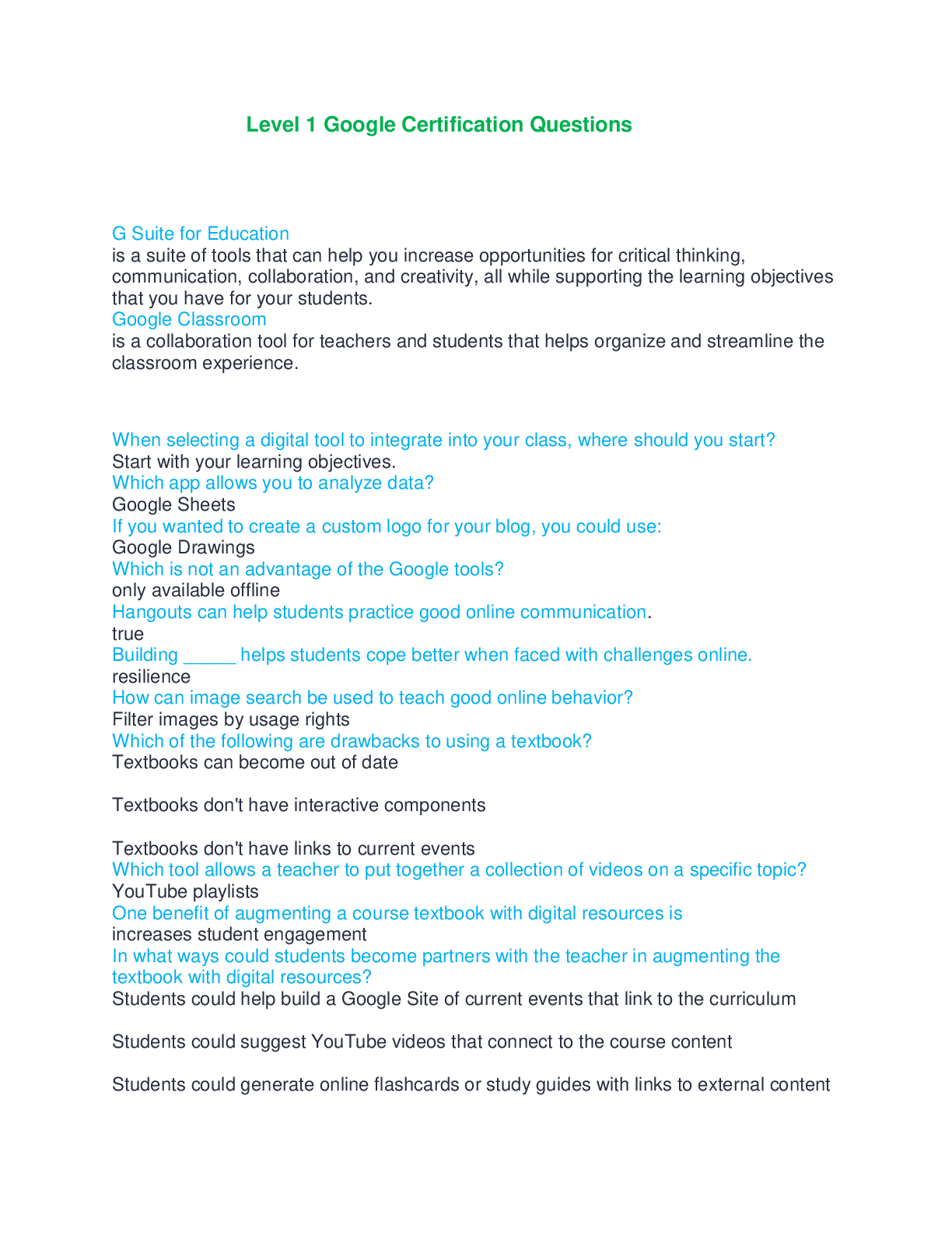 Preview of Level 1 Google Certification Questions and answers Graded A correct solution 2024/2025