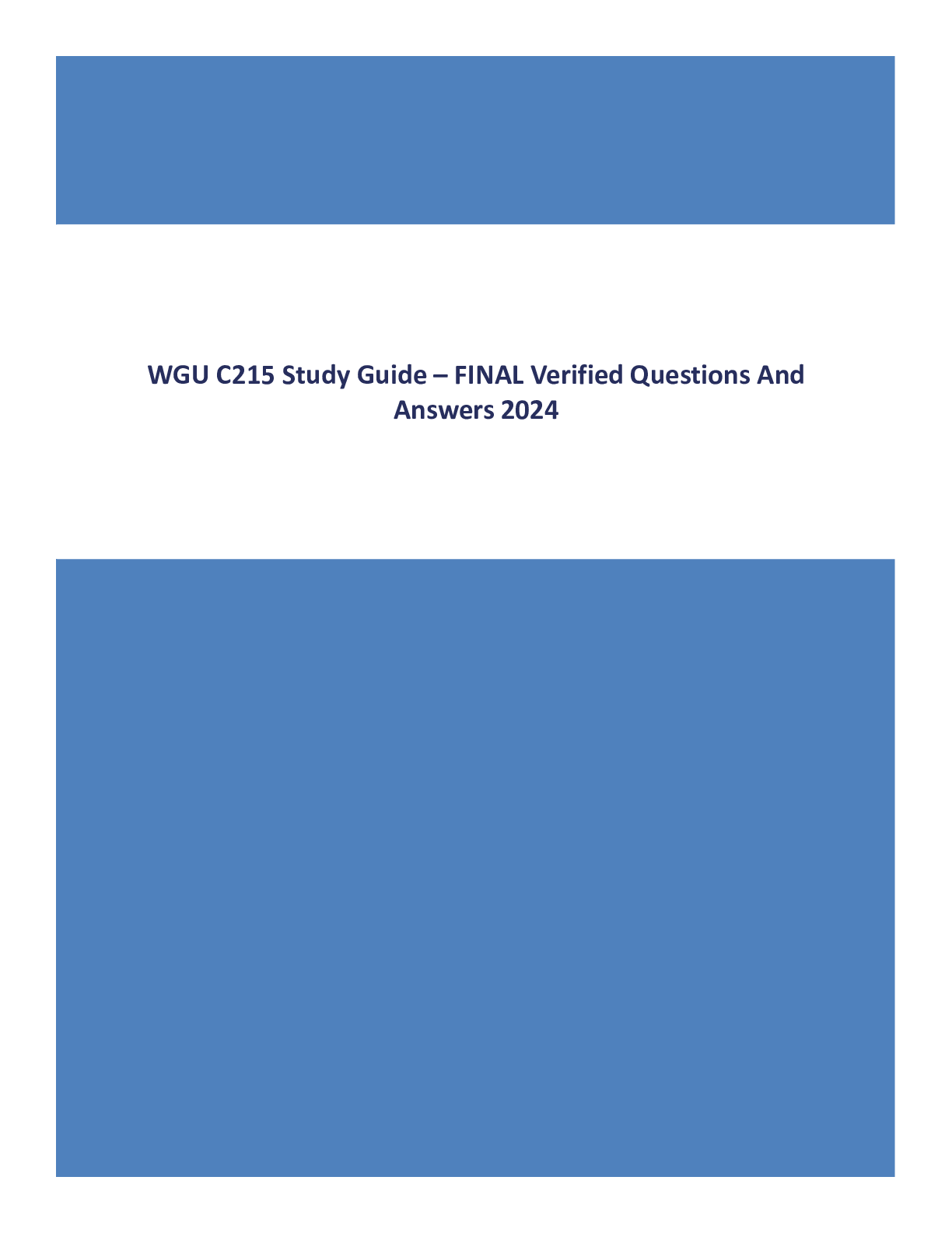 WGU C215 Study Guide – FINAL Verified Questions And Answers 2024
