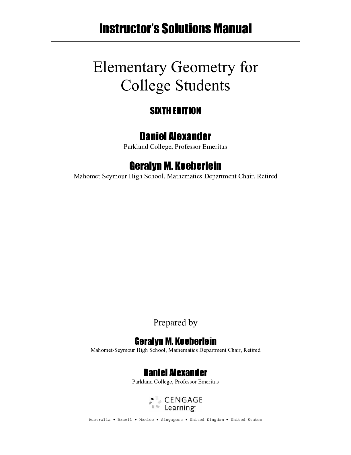 Preview image of Solution Manual For Elementary Geometry for College Students, 6th Edition Chapter 1-11 document