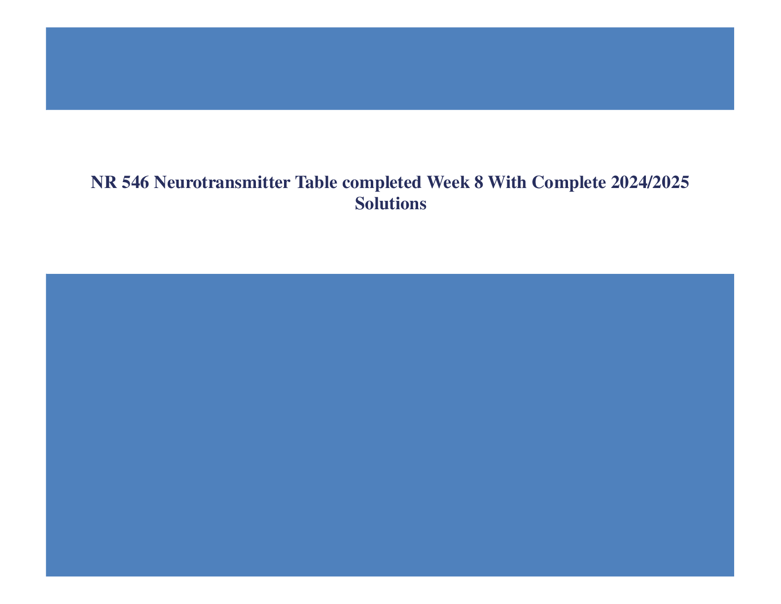NR 546 Neurotransmitter Table completed Week 8 With Complete 2024/2025 Solutions