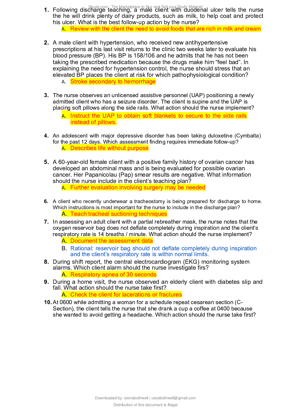 Preview image of HESI Exit Exam Test Bank document