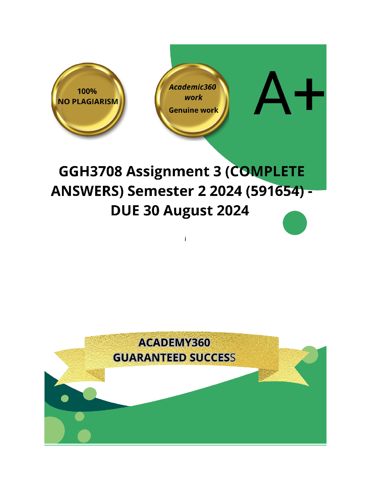 Preview of GGH3708 Assignment 3 (COMPLETE ANSWERS) Semester 2 2024 (591654) - DUE 30 August 2024 ; 10