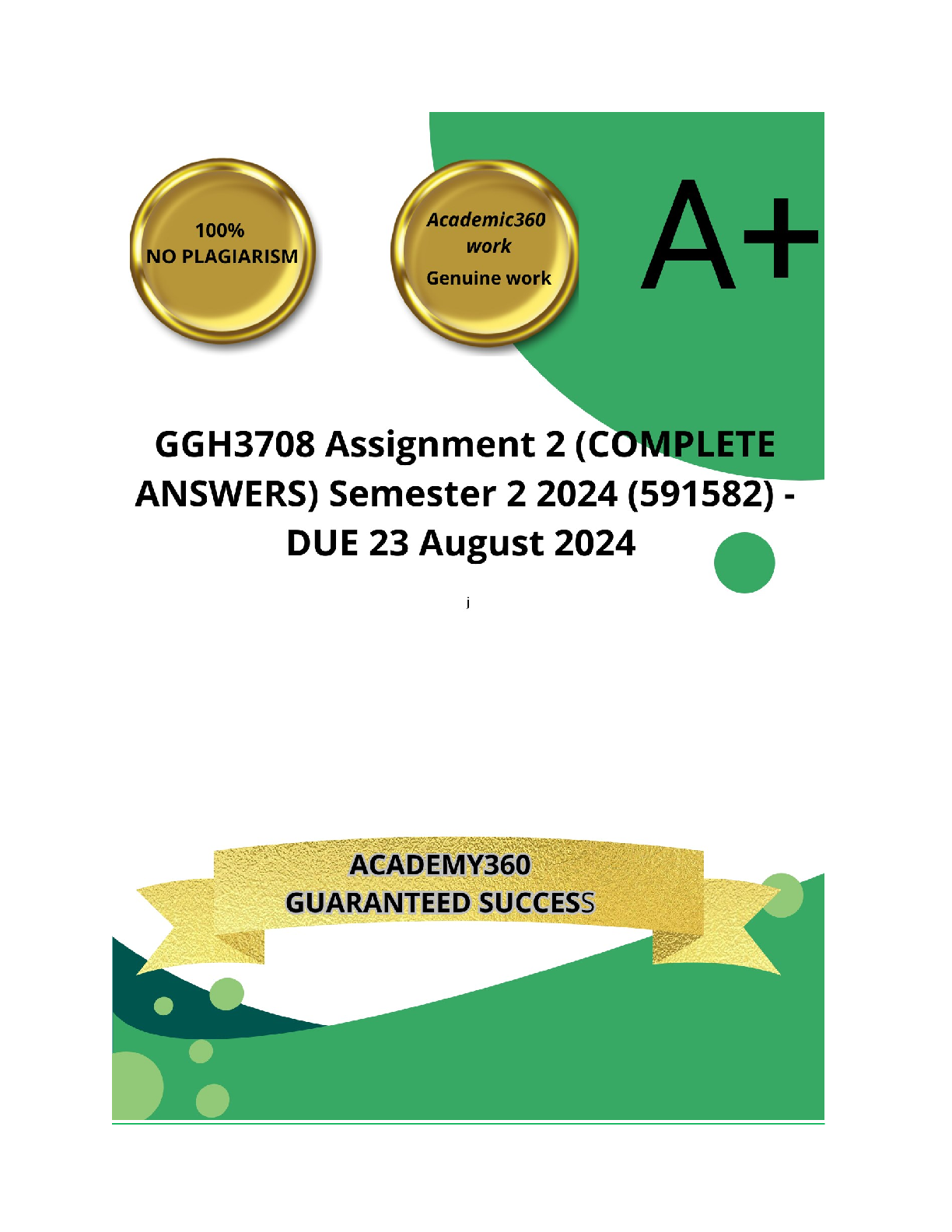 Preview of GGH3708 Assignment 2 (COMPLETE ANSWERS) Semester 2 2024 (591582) - DUE 23 August 2024 ; 10