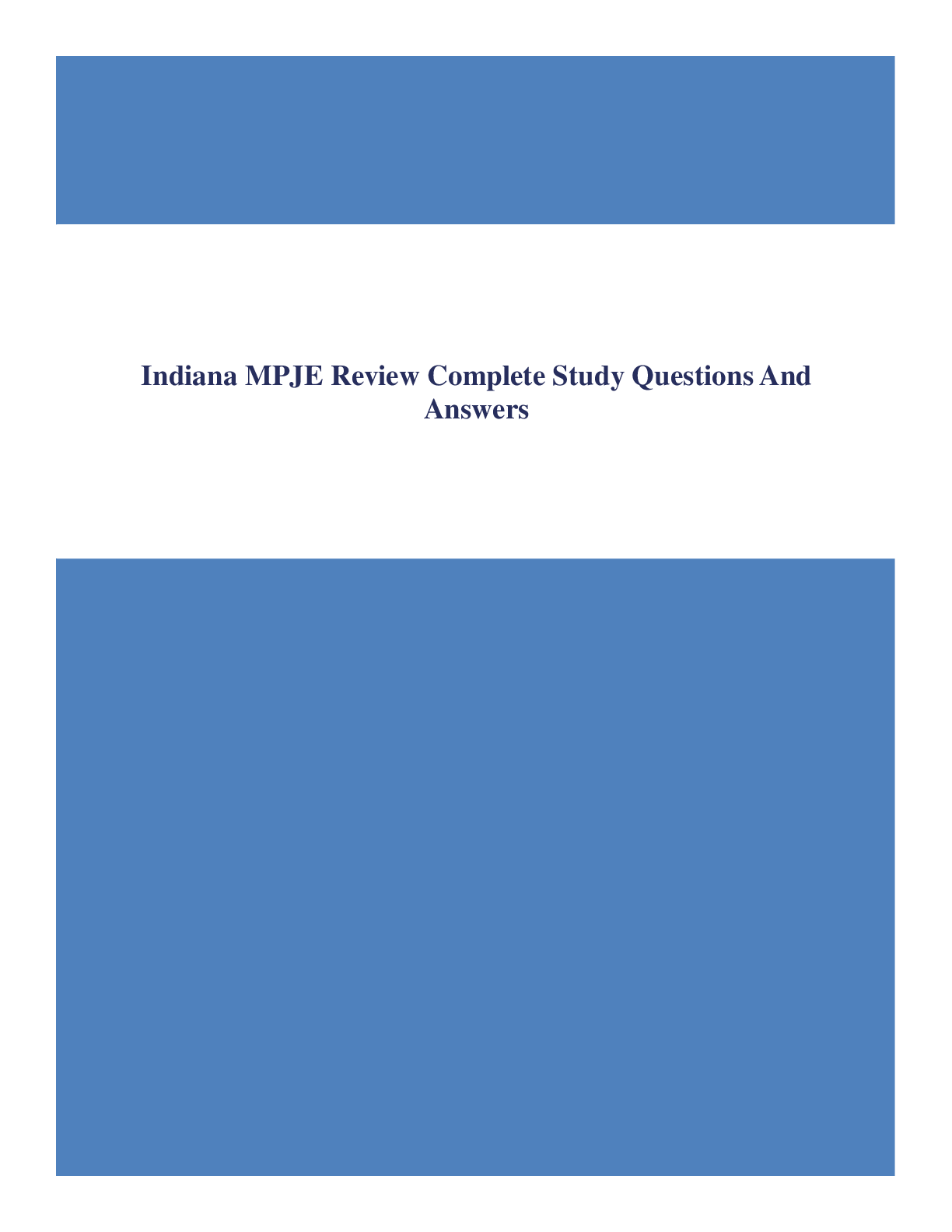 Preview of Indiana MPJE Review Complete Study Questions And Answers