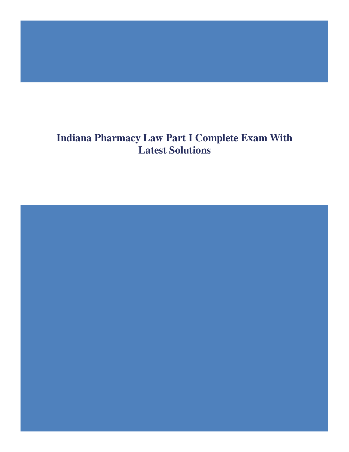 Preview image for Indiana Pharmacy Law Part I Complete Exam With Latest Solutions