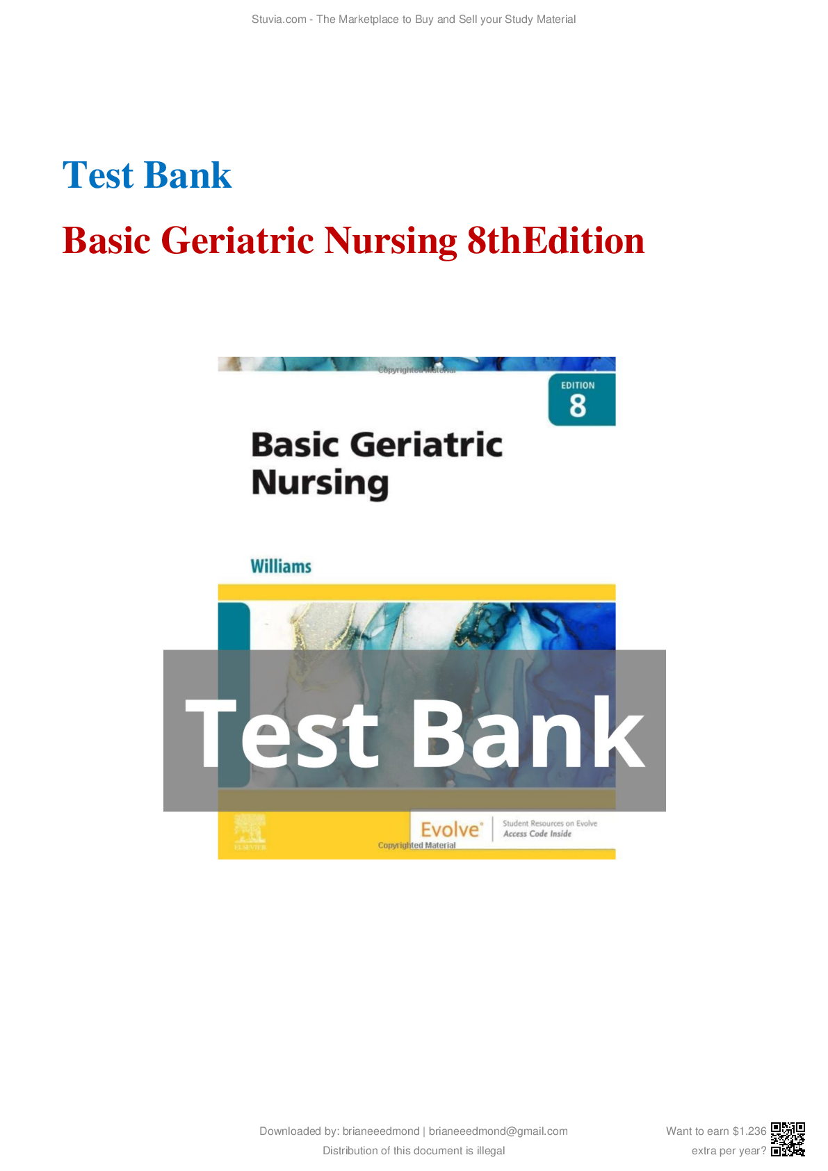 Preview of Test Bank Basic Geriatric Nursing 8th Edition by patricia a. williams