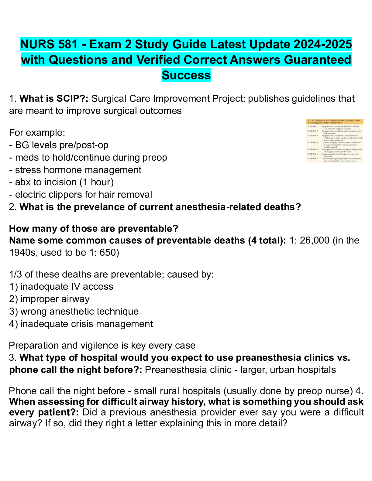 Preview of NURS 581 - Exam 2 Study Guide Latest Update 2024-2025 with Questions and Verified Correct Answers Guaranteed Success