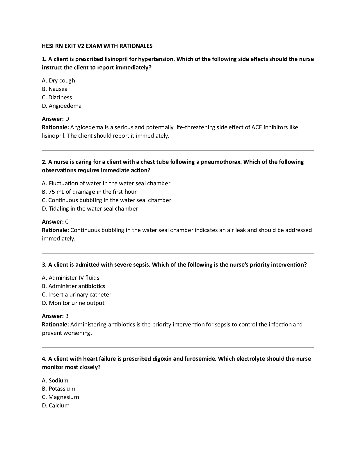 Preview image for HESI RN EXIT V2 EXAM WITH RATIONALES