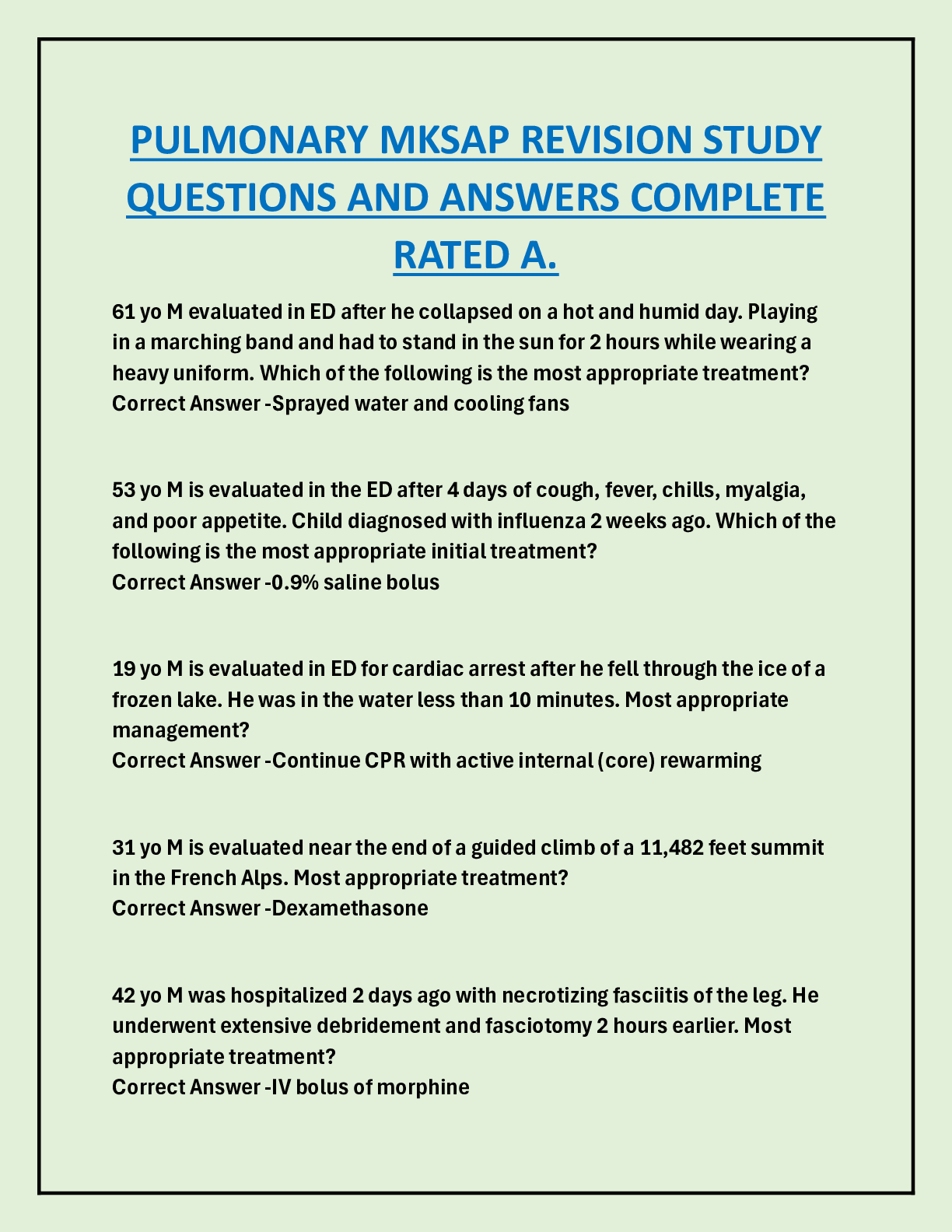 PULMONARY MKSAP REVISION STUDY  QUESTIONS AND ANSWERS COMPLETE  RATED A.
