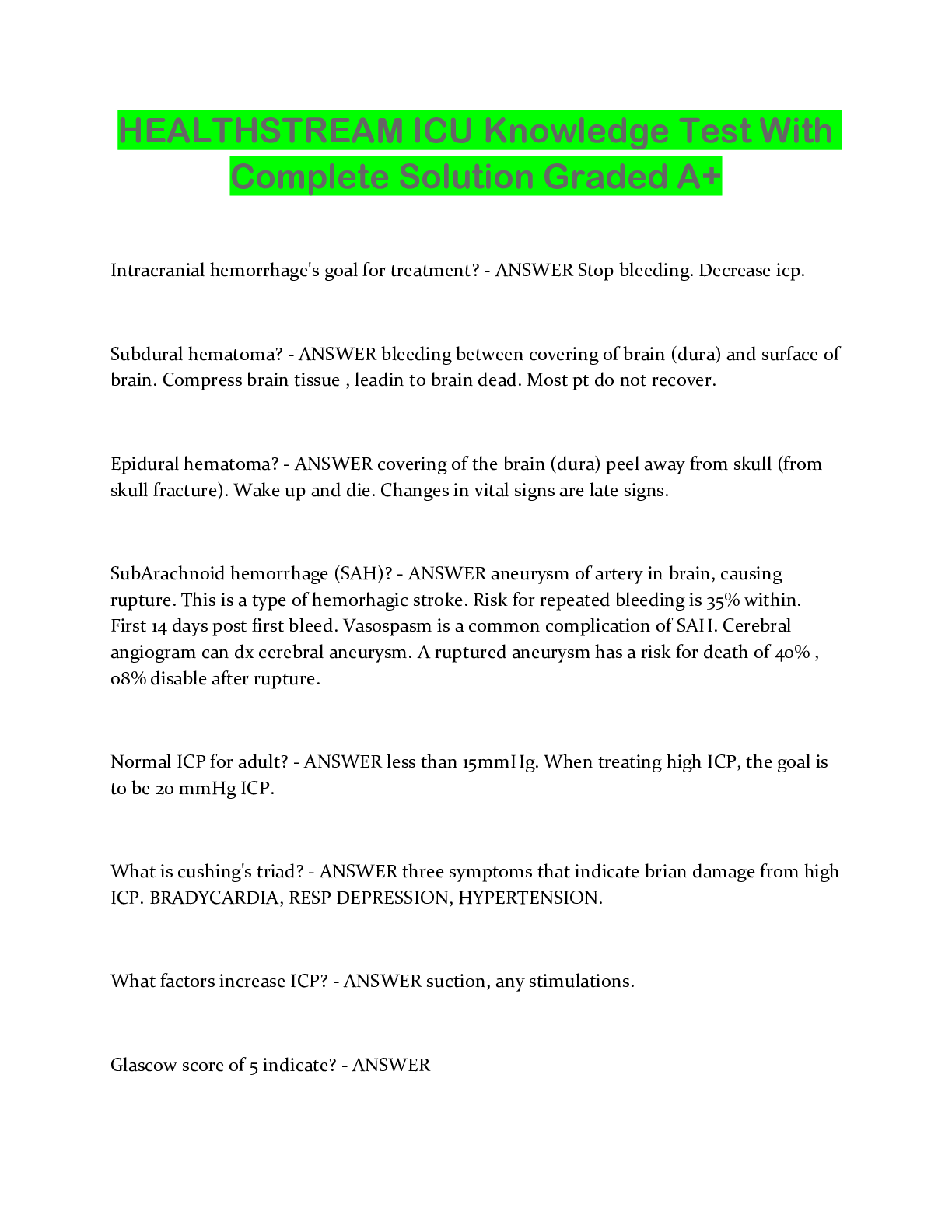 Preview image for HEALTHSTREAM ICU knowledge