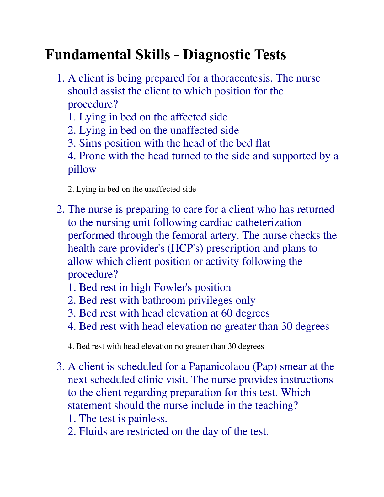 Preview image for Fundamental Skills - Diagnostic Tests EXAM 2024