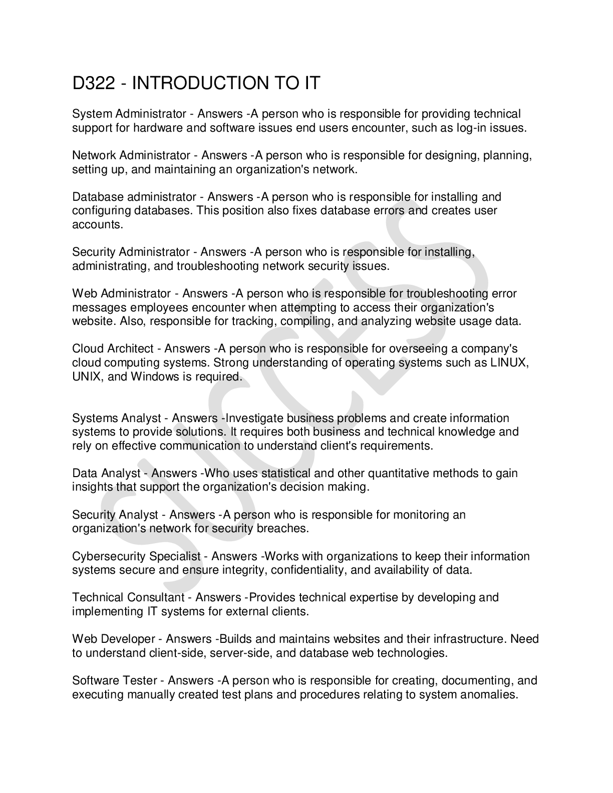 Preview image for D322 - INTRODUCTION TO IT