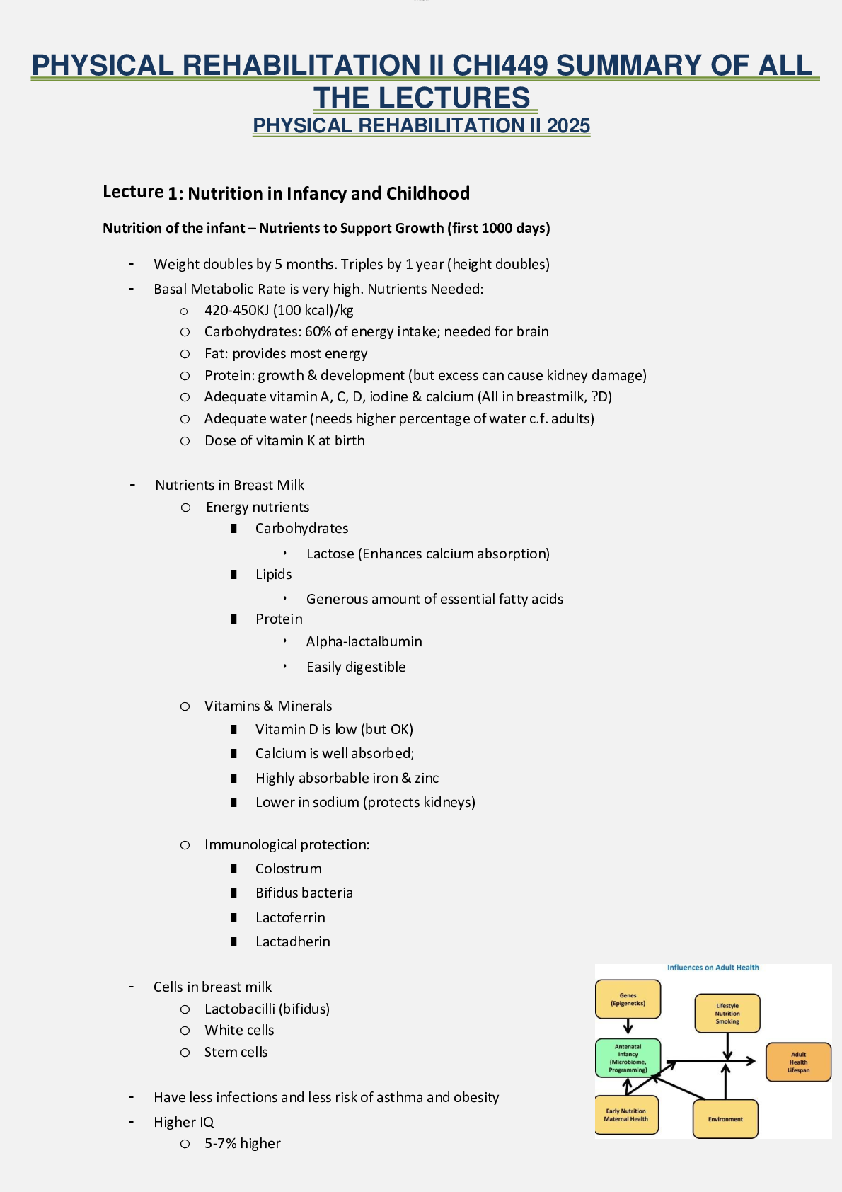 Recommended document preview for PHYSICAL REHABILITATION II CHI449 SUMMARY OF ALL THE LECTURES  PHYSICAL REHABILITATION II 2025
