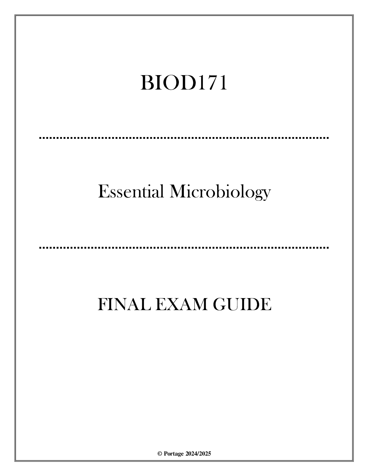 Preview image for (Portage) BIOD171 Essential Microbiology  Final Exam Guide 2024-2025