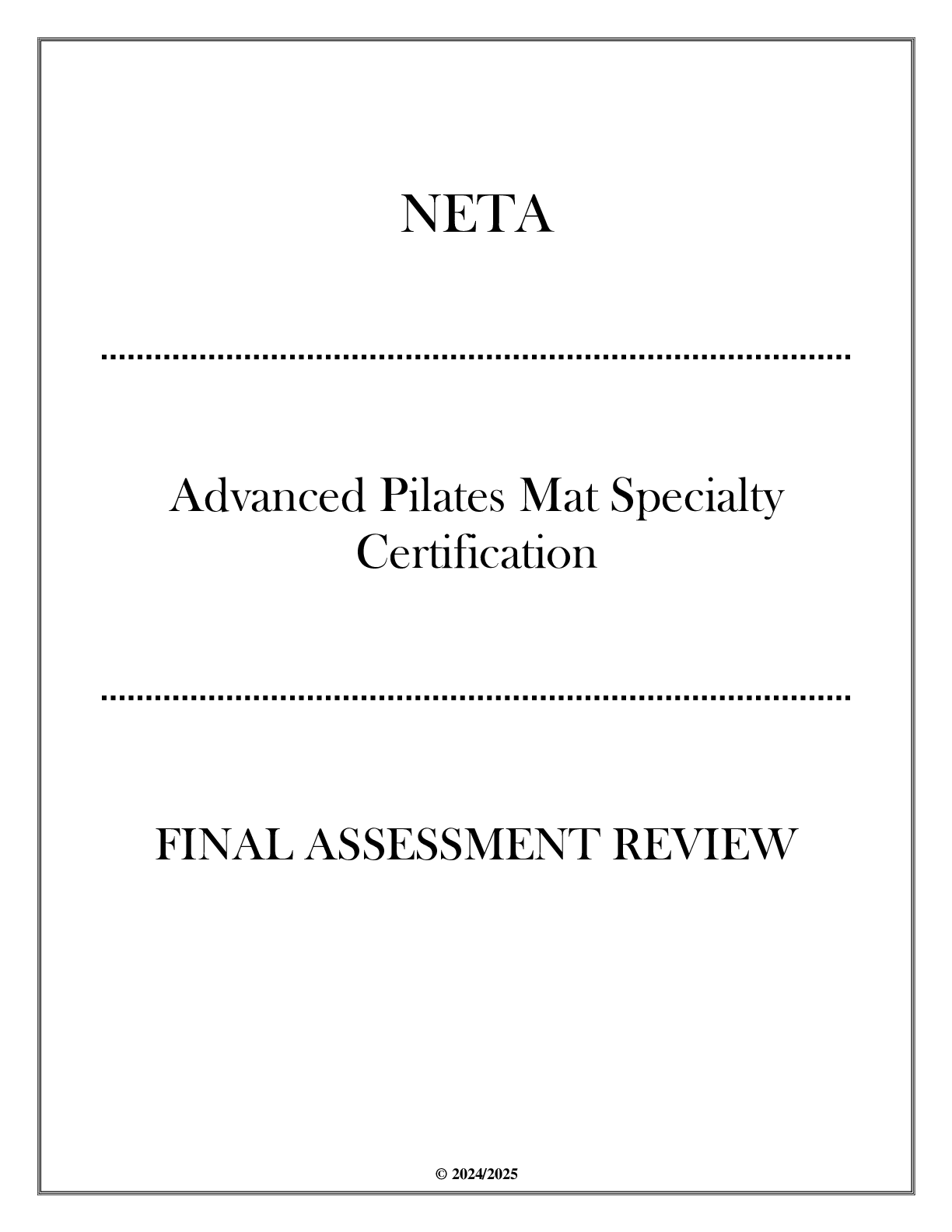 Preview image for NETA - Advanced Pilates Mat Specialty Certification - Final Assessment Review 2024