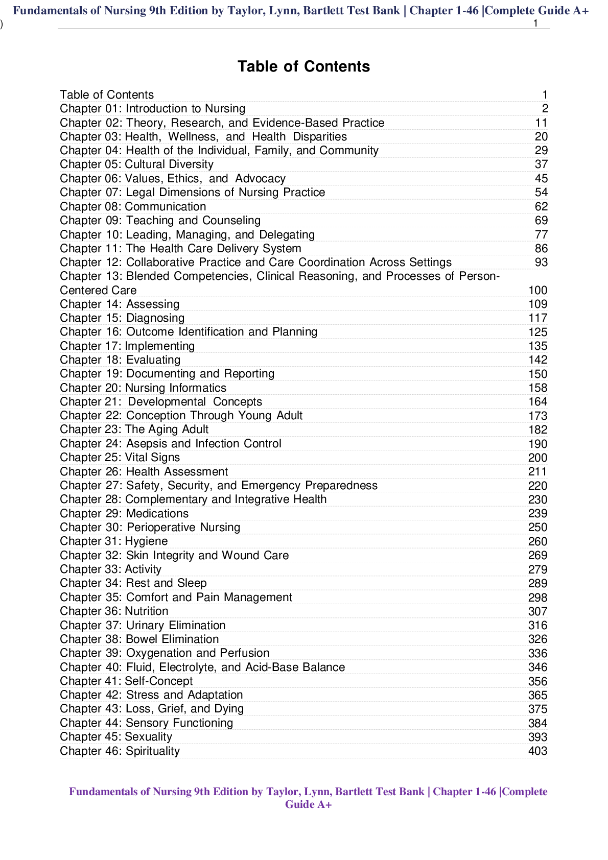 Preview image for Fundamentals of Nursing 9th Edition by Taylor, Lynn, Bartlett Test Bank