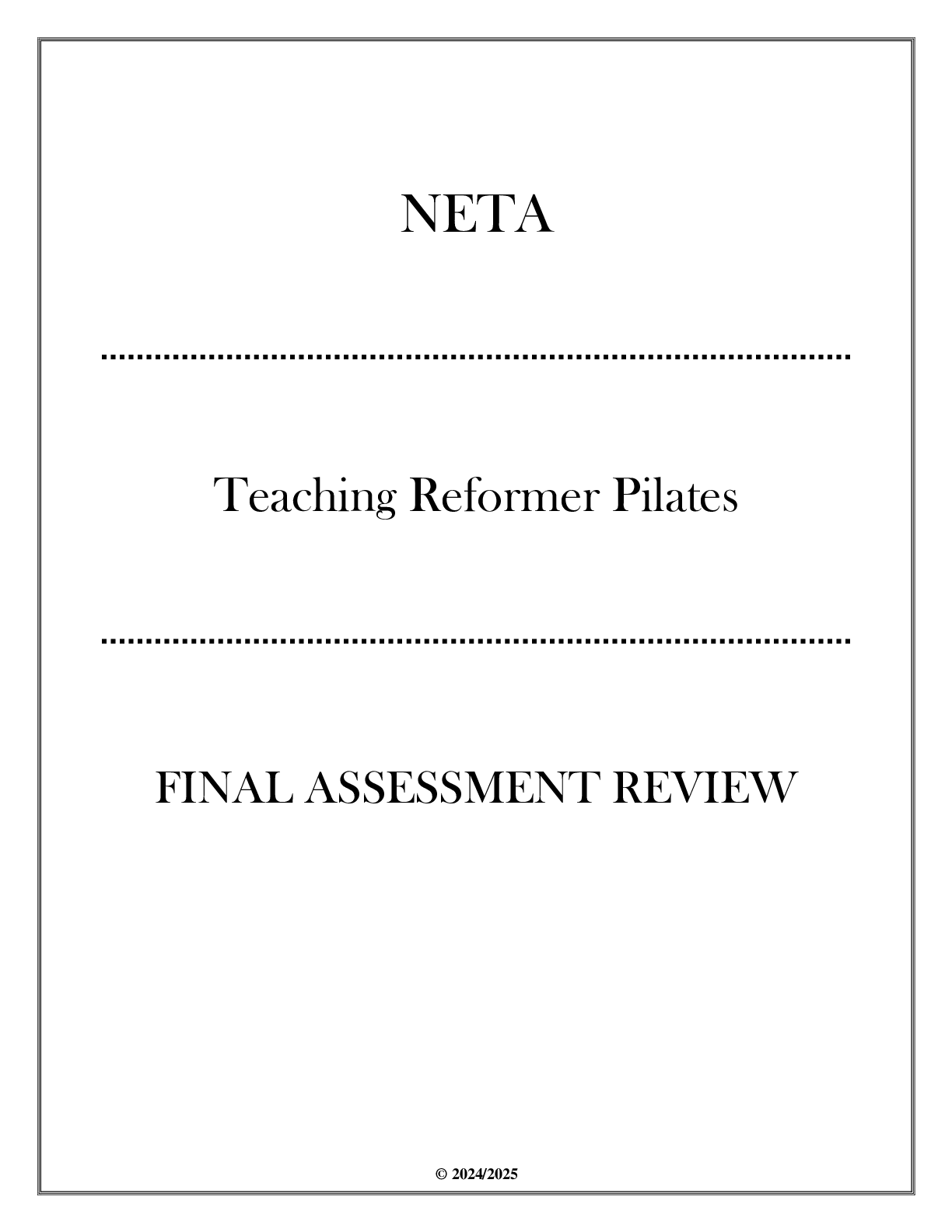 Preview image for NETA - Pilates Reformer - Final Assessment Review 2024