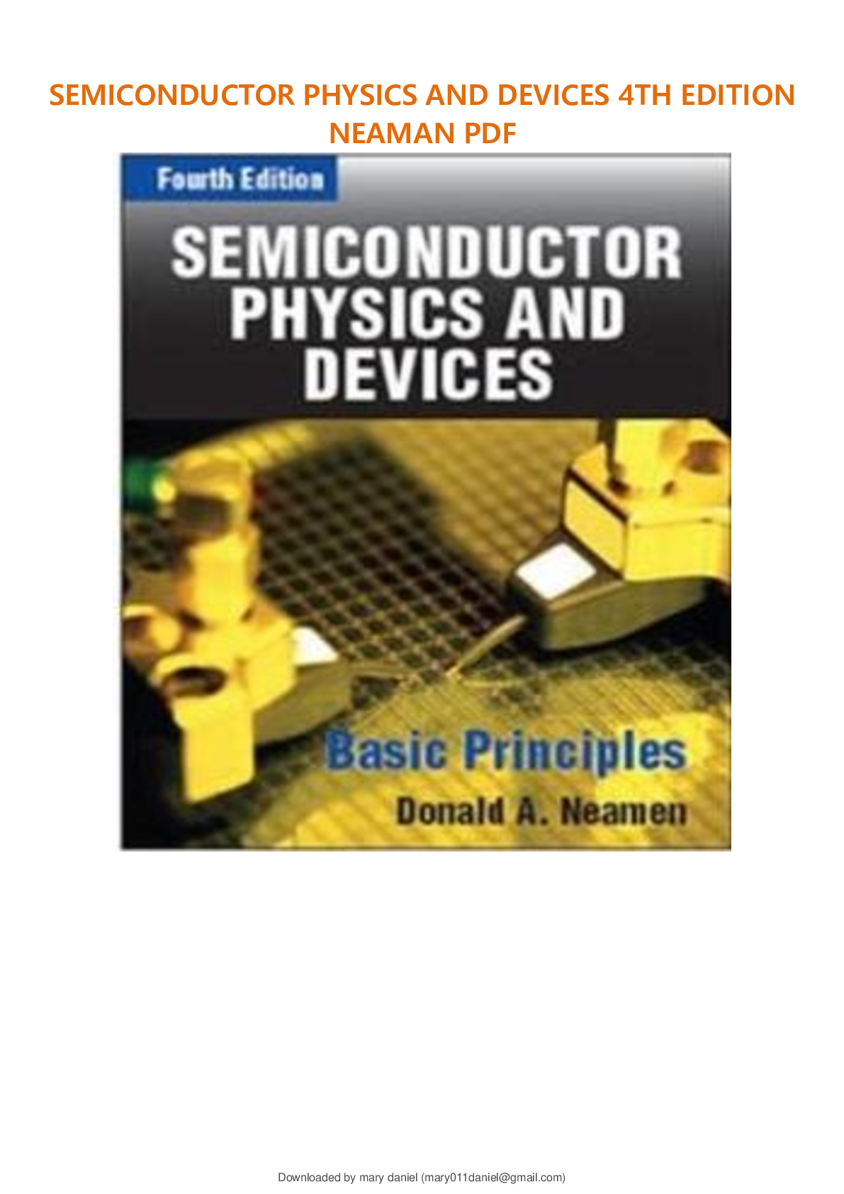 Preview image for SEMICONDUCTOR PHYSICS AND DEVICES 4TH EDITION NEAMAN PDF