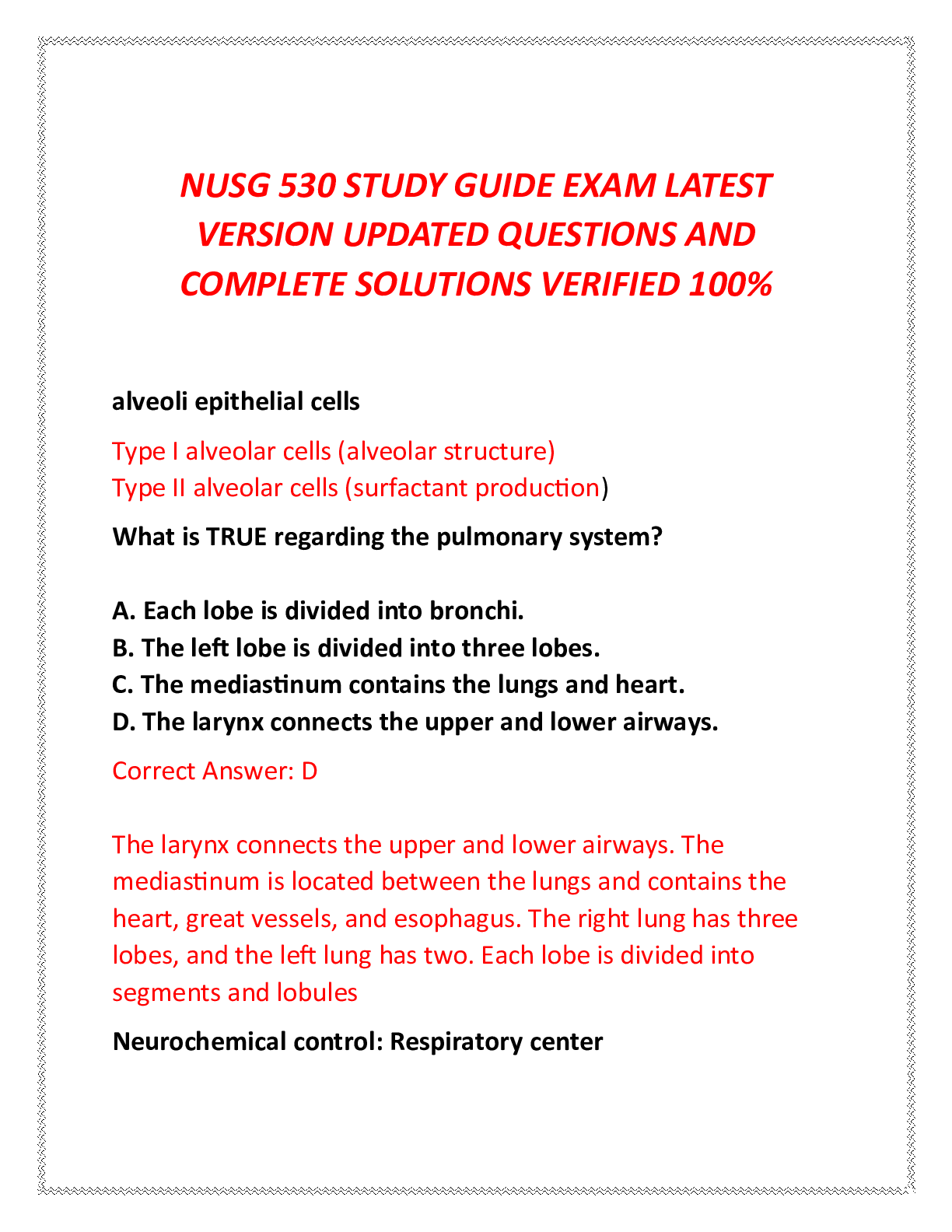 Preview image for NUSG 530 STUDY GUIDE EXAM LATEST  VERSION UPDATED QUESTIONS AND  COMPLETE SOLUTIONS VERIFIED 100%