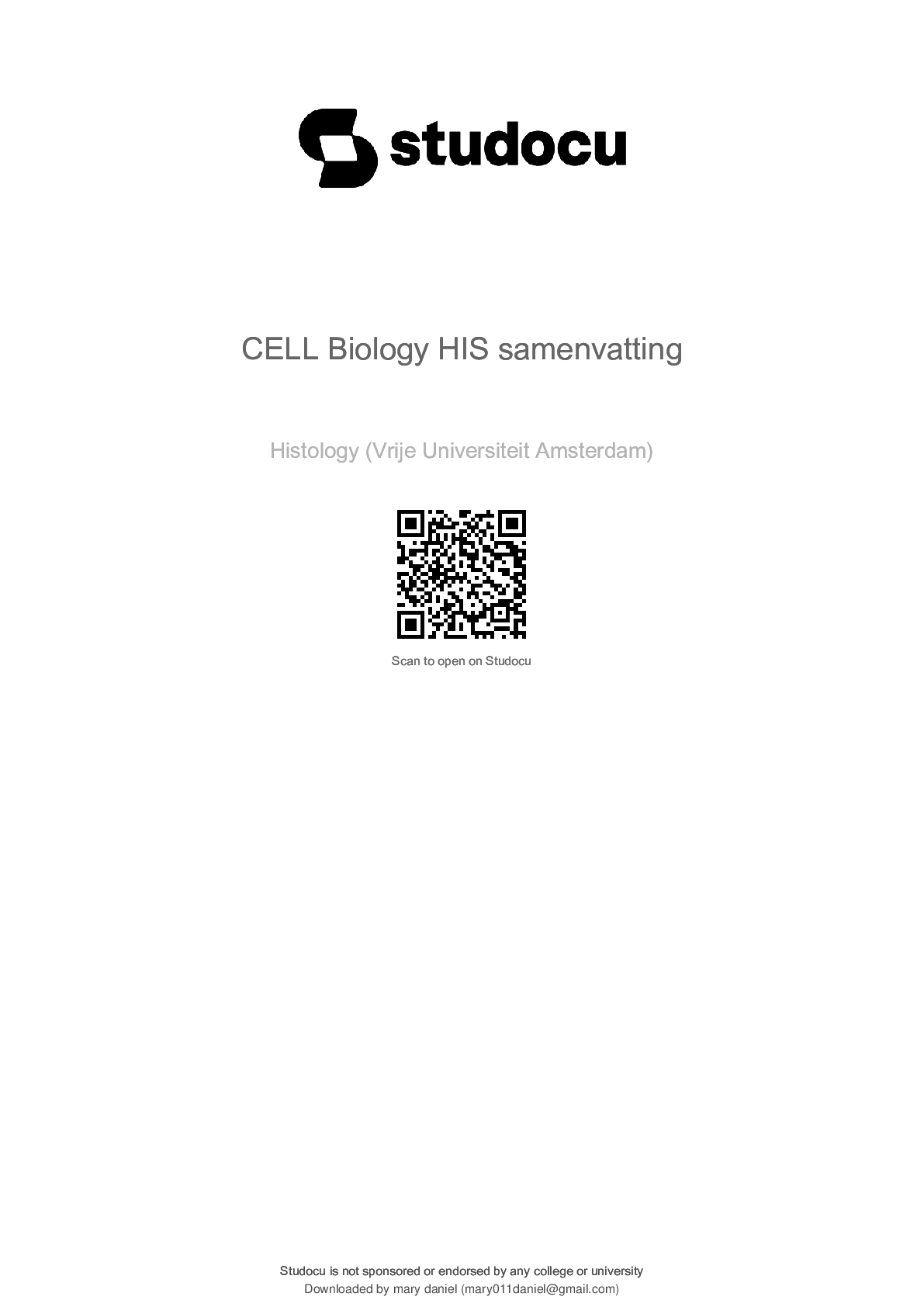 Preview image for HISTOLOGY CELL BIOLOGY HIS SAMENVATTING 2024