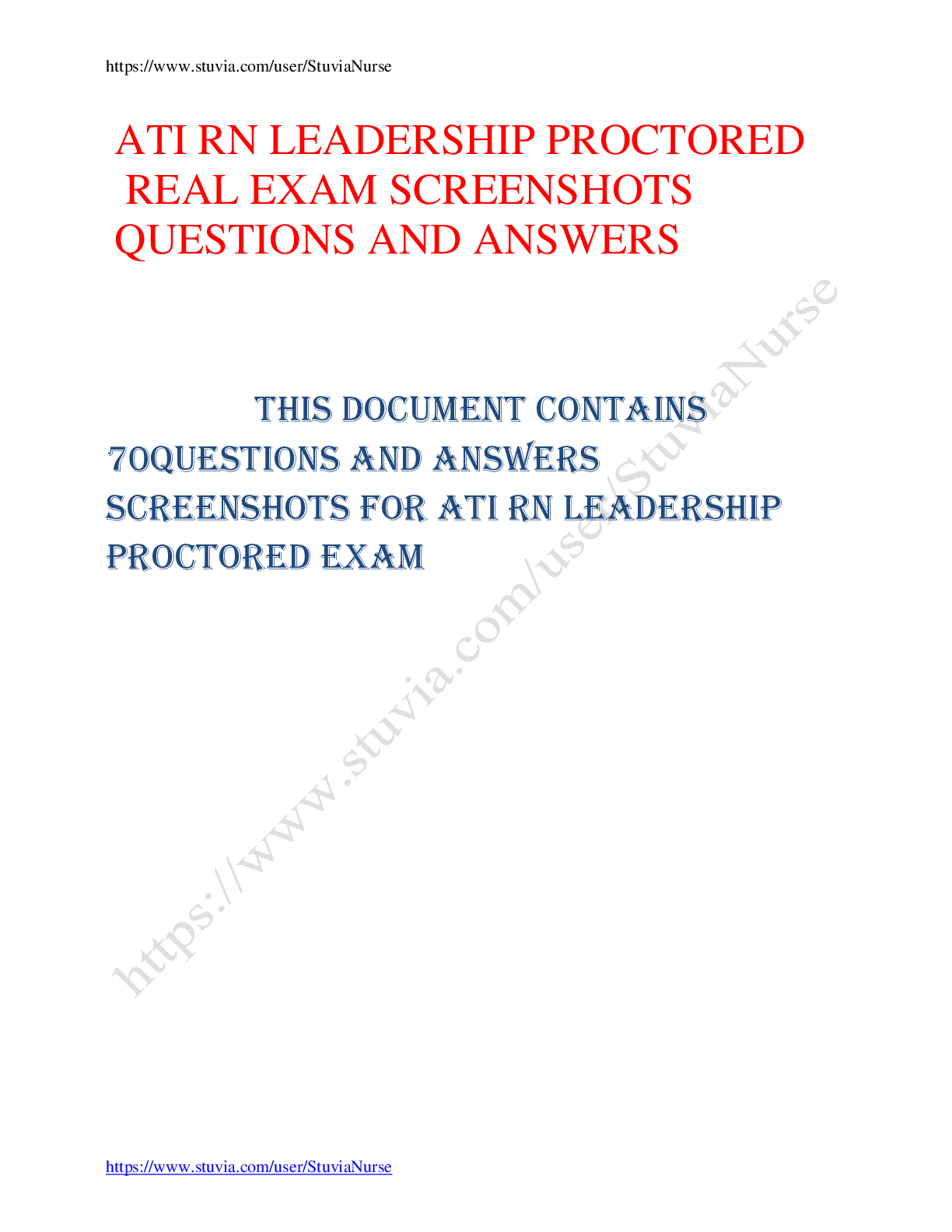 Preview image for ATI RN LEADERSHIP PROCTORED REAL EXAM SCREENSHOTS QUESTIONS AND ANSWERS