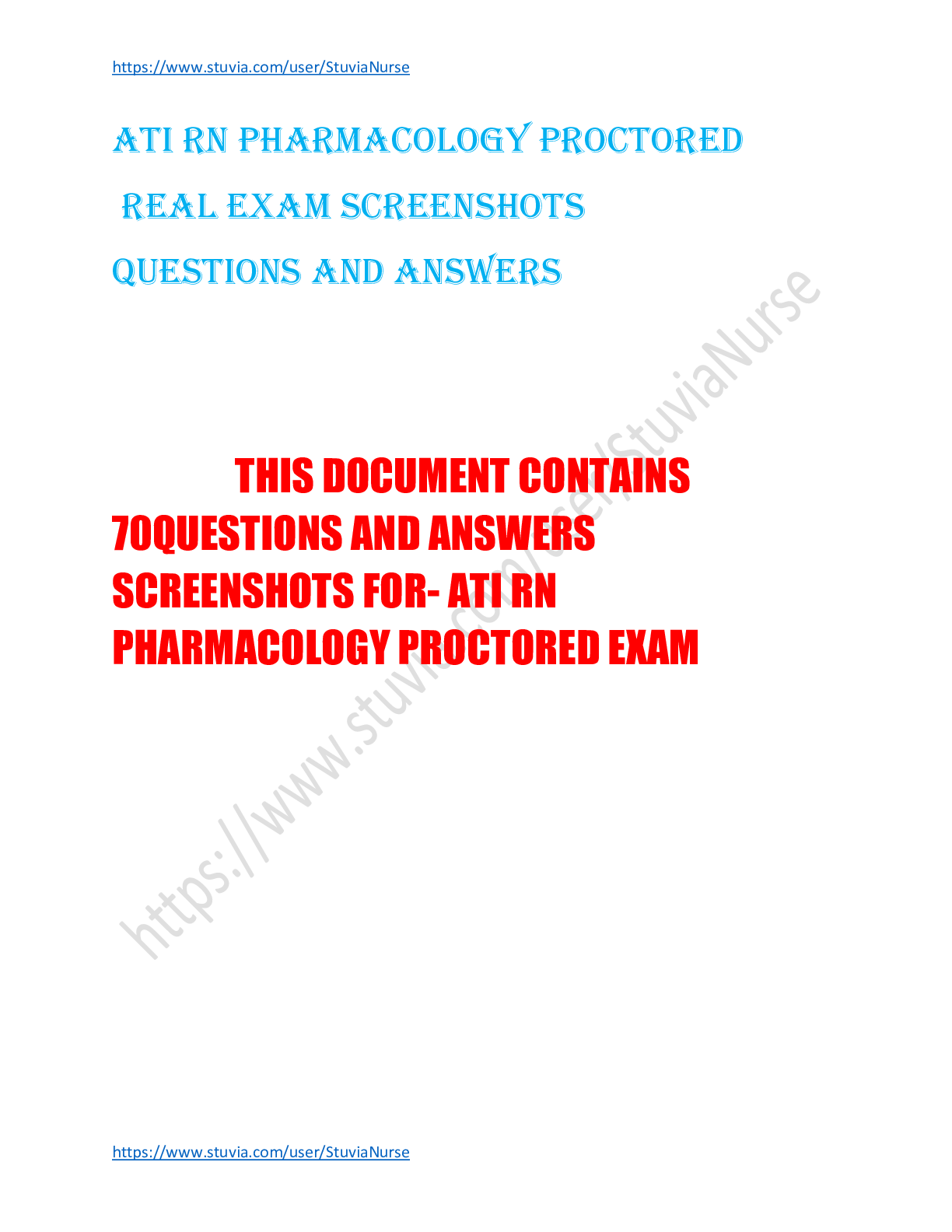 Preview image for ATI RN PHARMACOLOGY PROCTORED REAL EXAM SCREENSHOTS QUESTIONS AND ANSWERS