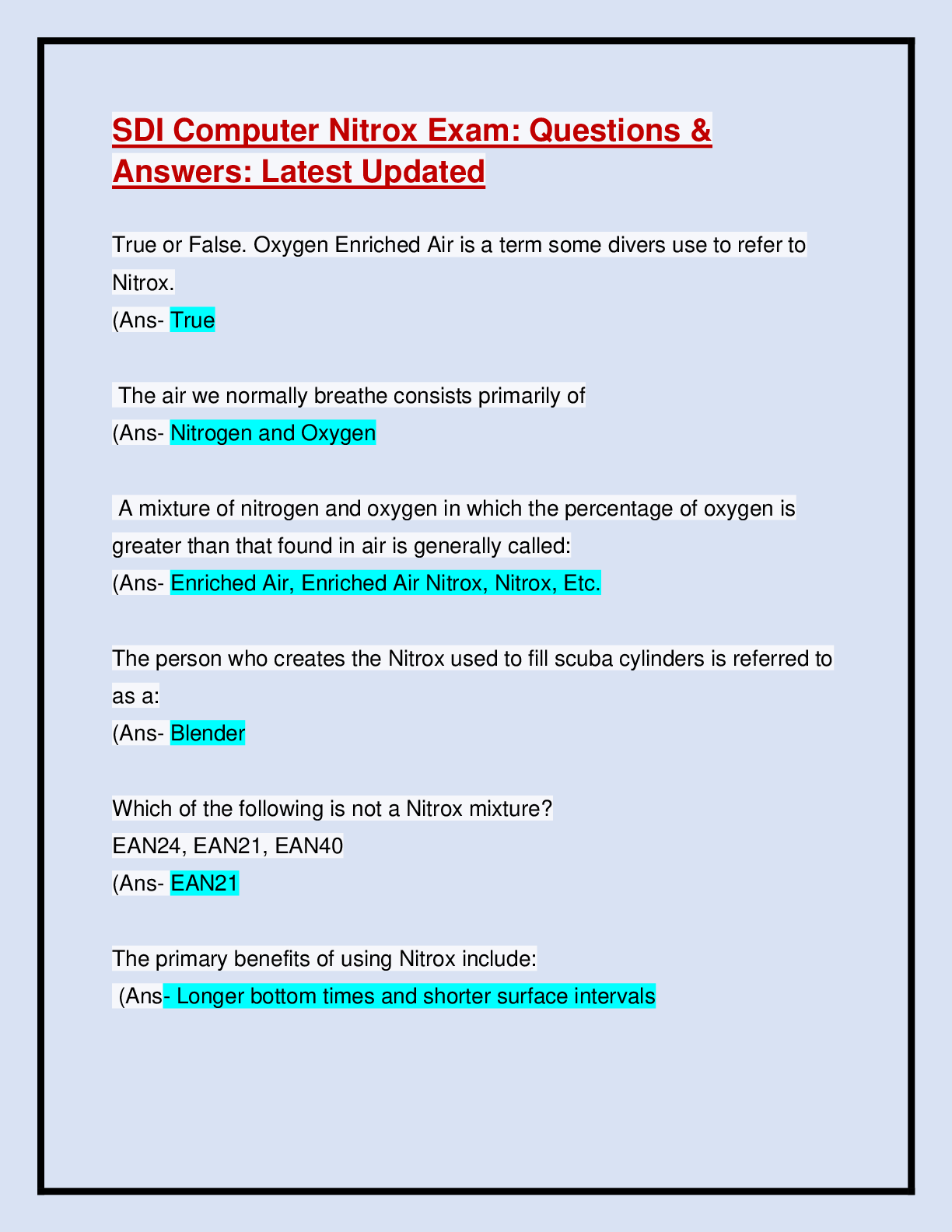 Preview image for SDI Computer Nitrox Exam: 100 % Verified Questions & Answers; Guaranteed APlus