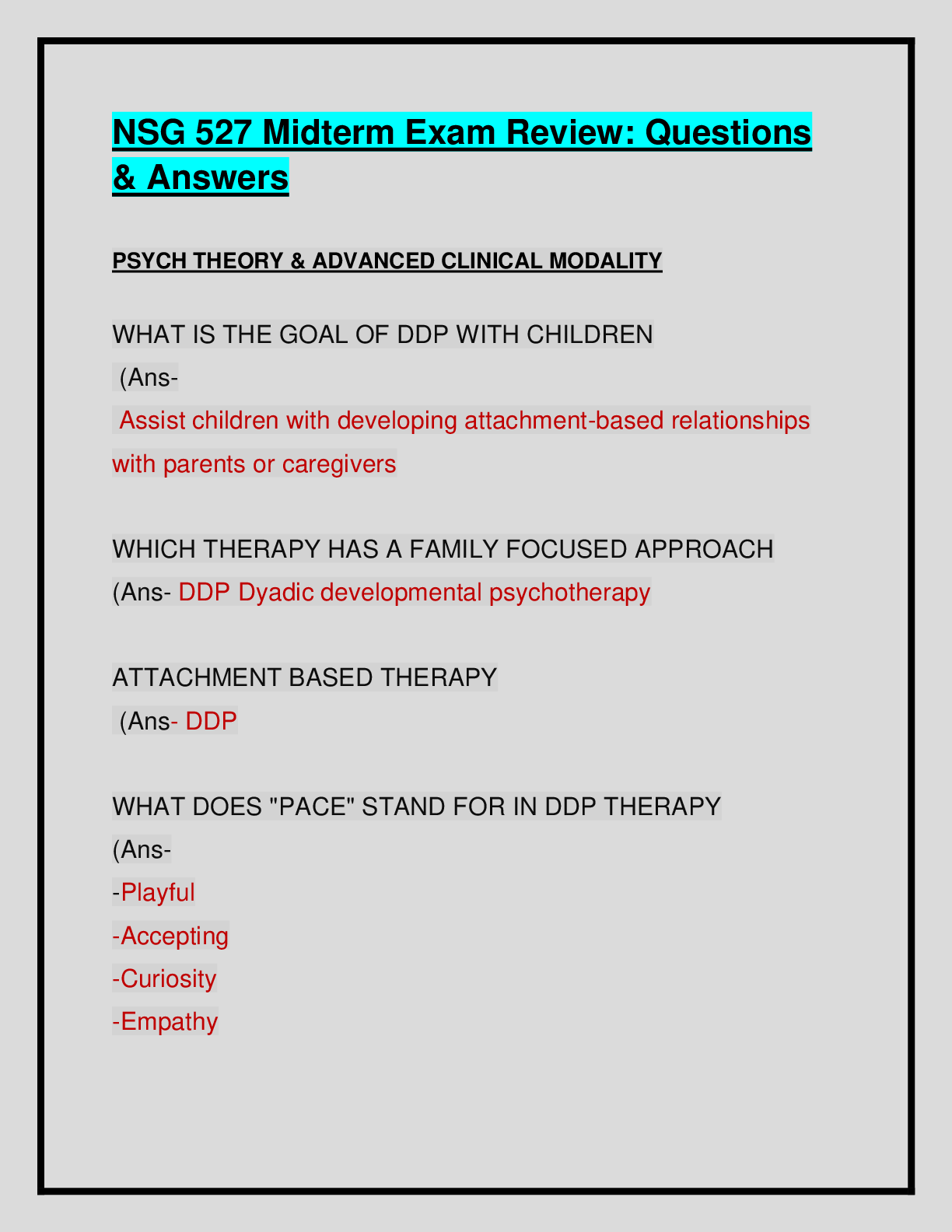 Preview image for NSG 527/NSG 527 Midterm :100% Verified Questions & Answers: Guaranteed APlus