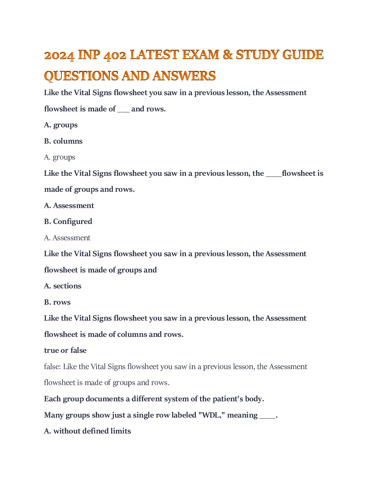 Preview image for 2024 INP 402 LATEST EXAM & STUDY GUIDE QUESTIONS AND ANSWERS