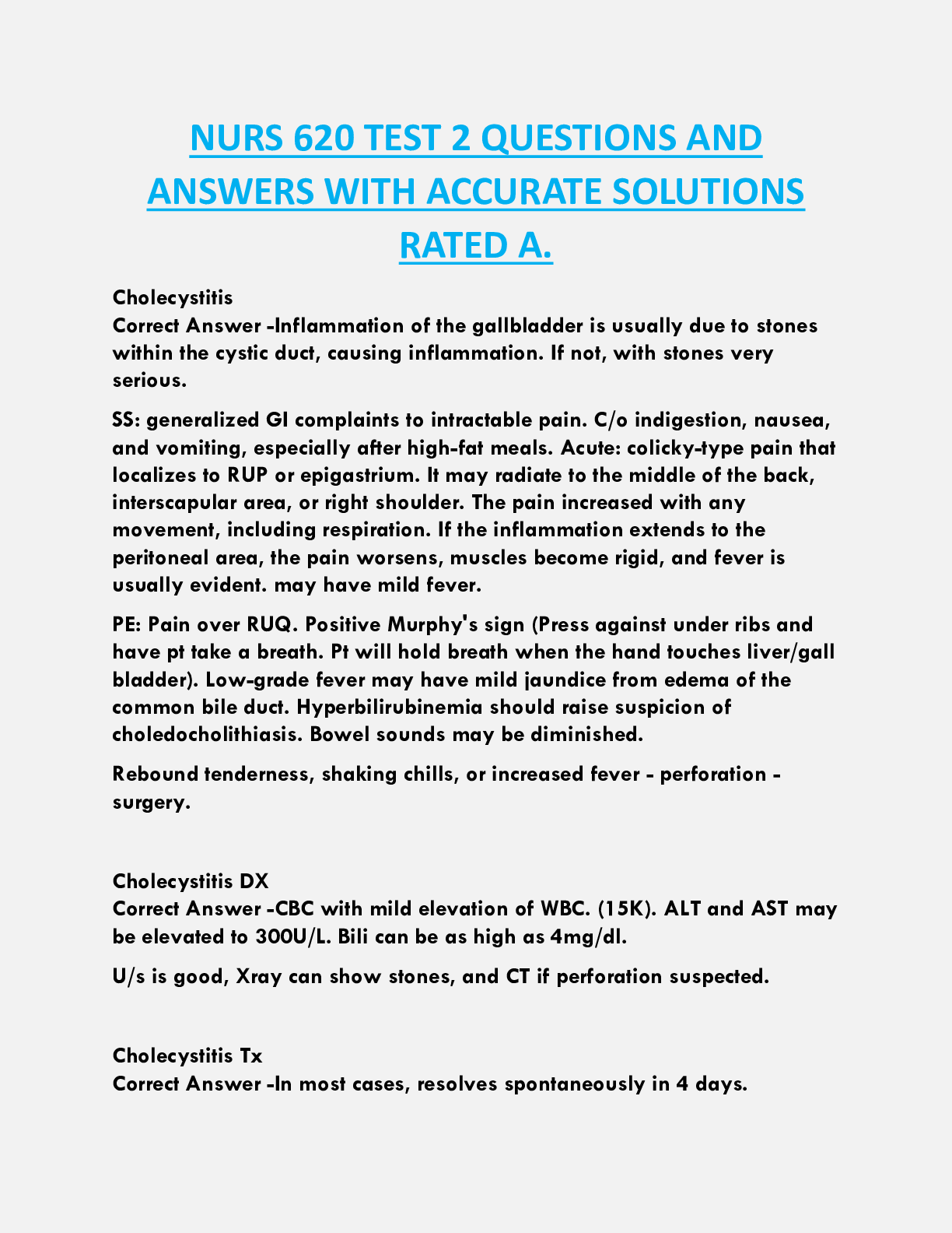 NURS 620 TEST 2 QUESTIONS AND  ANSWERS WITH ACCURATE SOLUTIONS  RATED A.